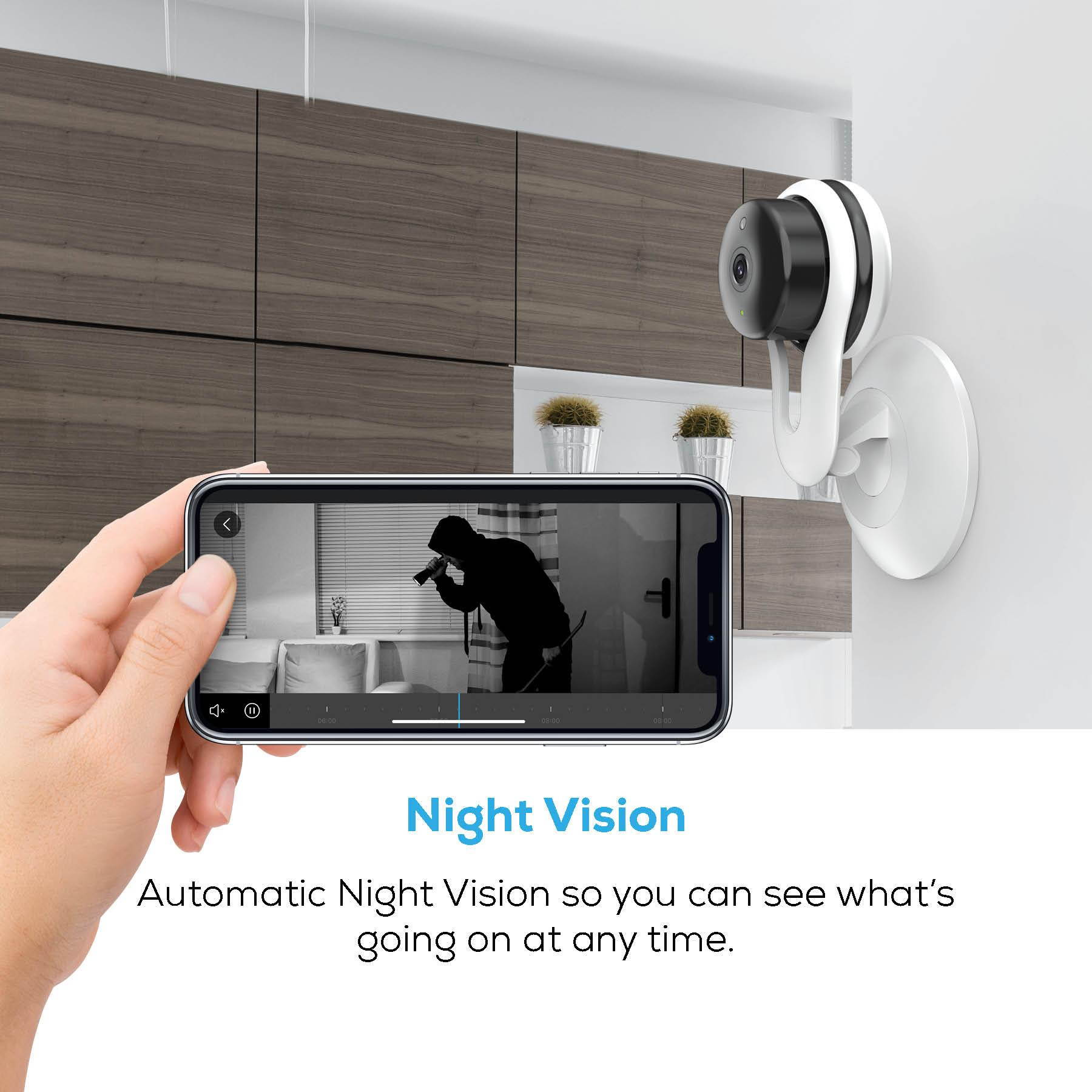 Geeni Aware 1080p HD Wi-Fi Security Camera &ndash; Indoor Security Camera for Home Security &ndash; No Hub Required &ndash; Works with Amazon Alexa, Google Assistant & Microsoft Cortana, Requires 2.4 GHz Wi-Fi