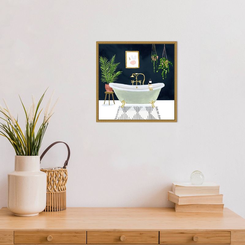 16" x 16" Boho Bath I by Victoria Borges Framed Canvas Wall Art - Amanti Art