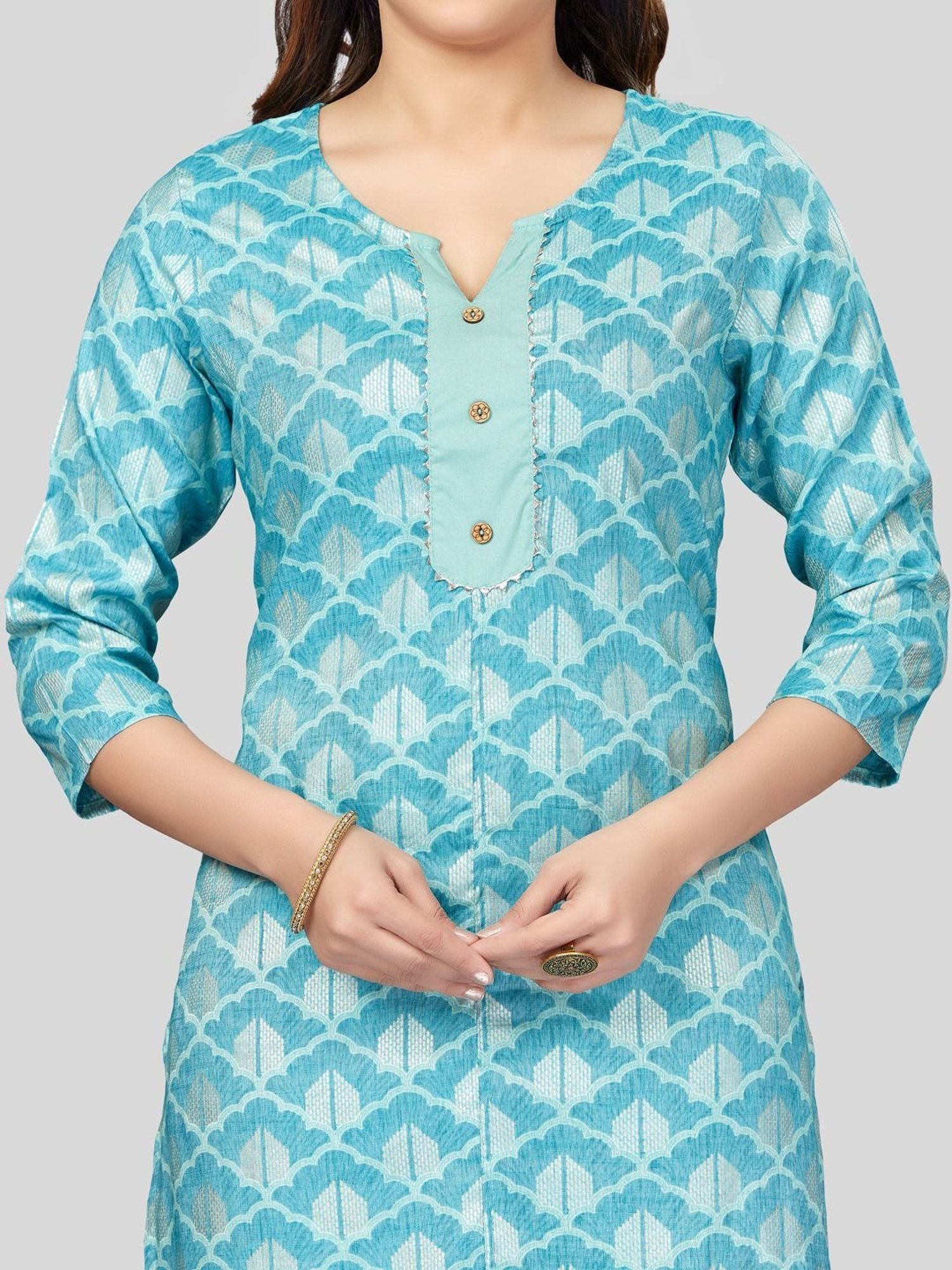Saree Swarg Blue Printed Straight Kurta