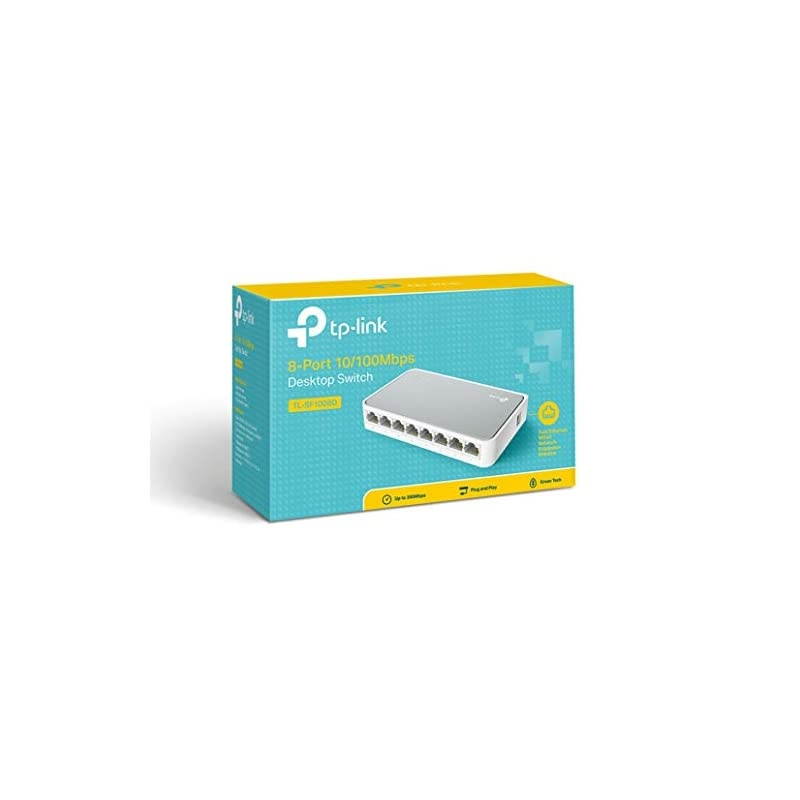 8 Port 10100Mbps Fast Ethernet Switch | Desktop Ethernet Splitter | Ethernet Hub | Plug and Play | Fanless Quiet | Desktop Design | Green Technology | Unmanaged TLSF1008D White