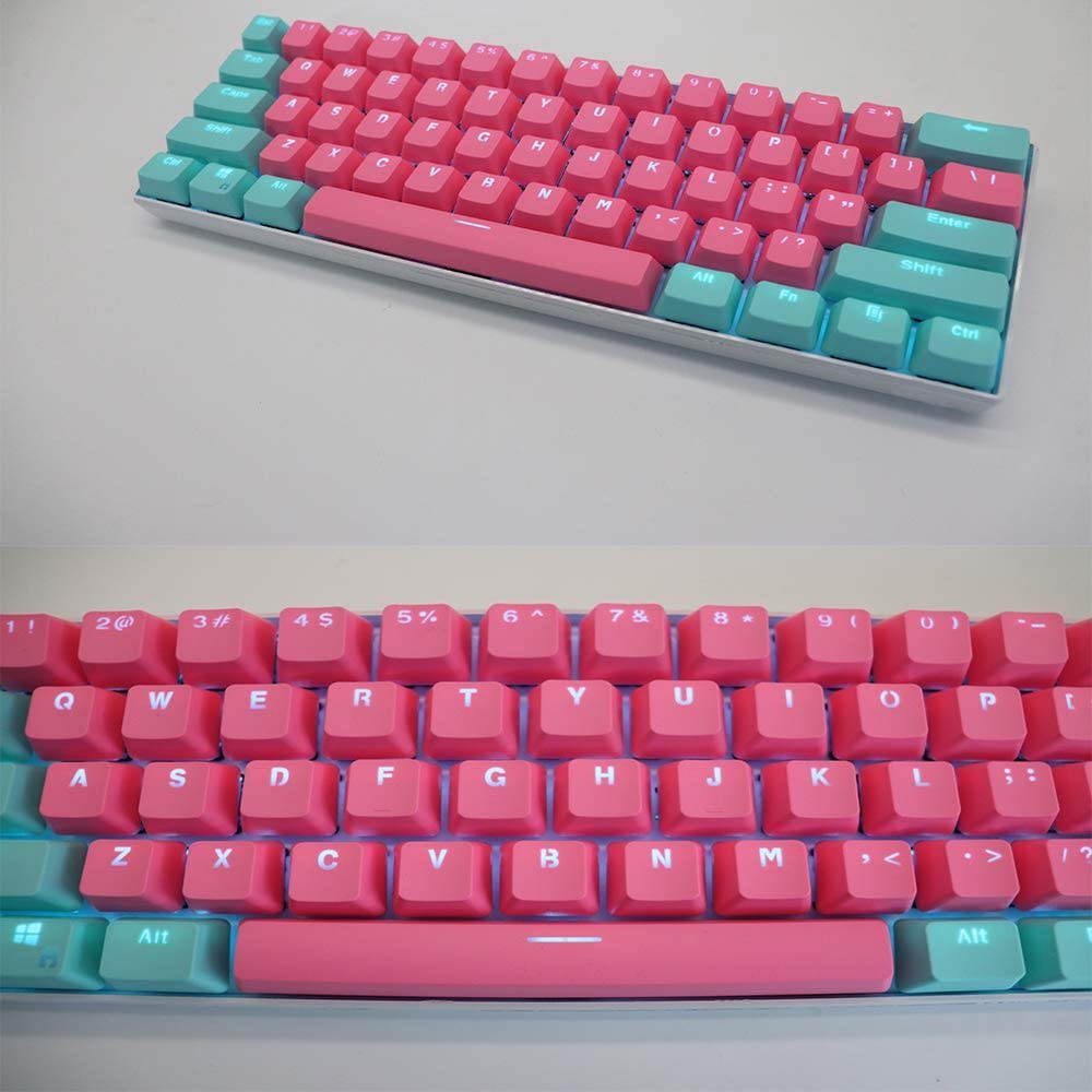 CUUWE 61 PBT Keycaps for 60 Percent Keyboard, Backlit Keycap Set for Mechanical Gaming Keyboard OEM Profile Keycaps with Key Puller for Cherry MX Switches GH60/RK61/GK61/Annie pro 2