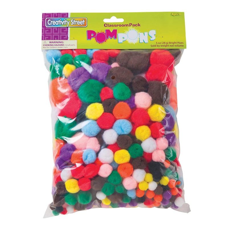 Creativity Street PACAC815001BN Pom Pons Classroom Pack, Assorted Colors, Assorted Sizes, 5 oz. Per Pack, 3 Packs