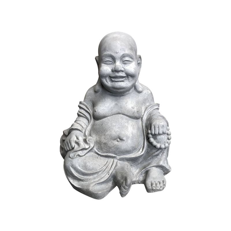 15.7" Concrete Lightweight Kante Indoor/Outdoor Sitting Happy Buddha Zen Statue Gray - Rosemead Home & Garden, Inc.