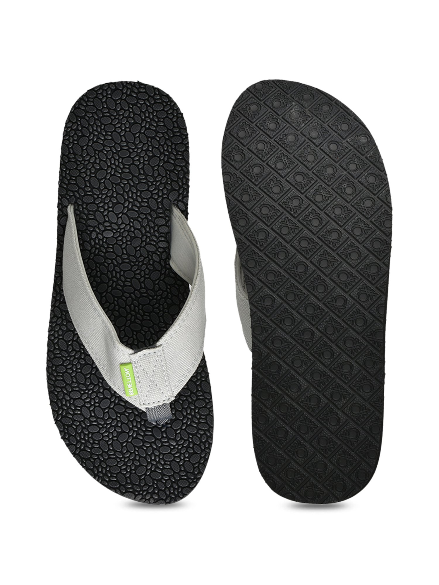 United Colors of Benetton Men's Grey & Black Flip Flops
