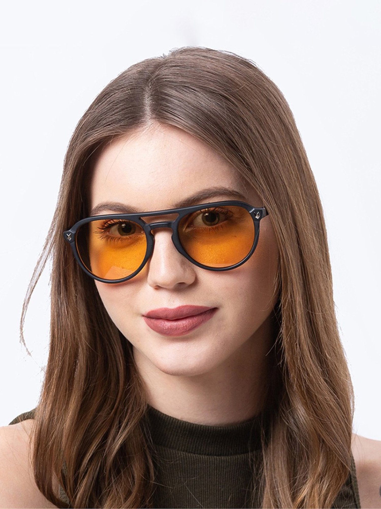 Shisen Fox Kaizen Matte Black Aviator Unisex UV Protection Sunglasses -55 mm