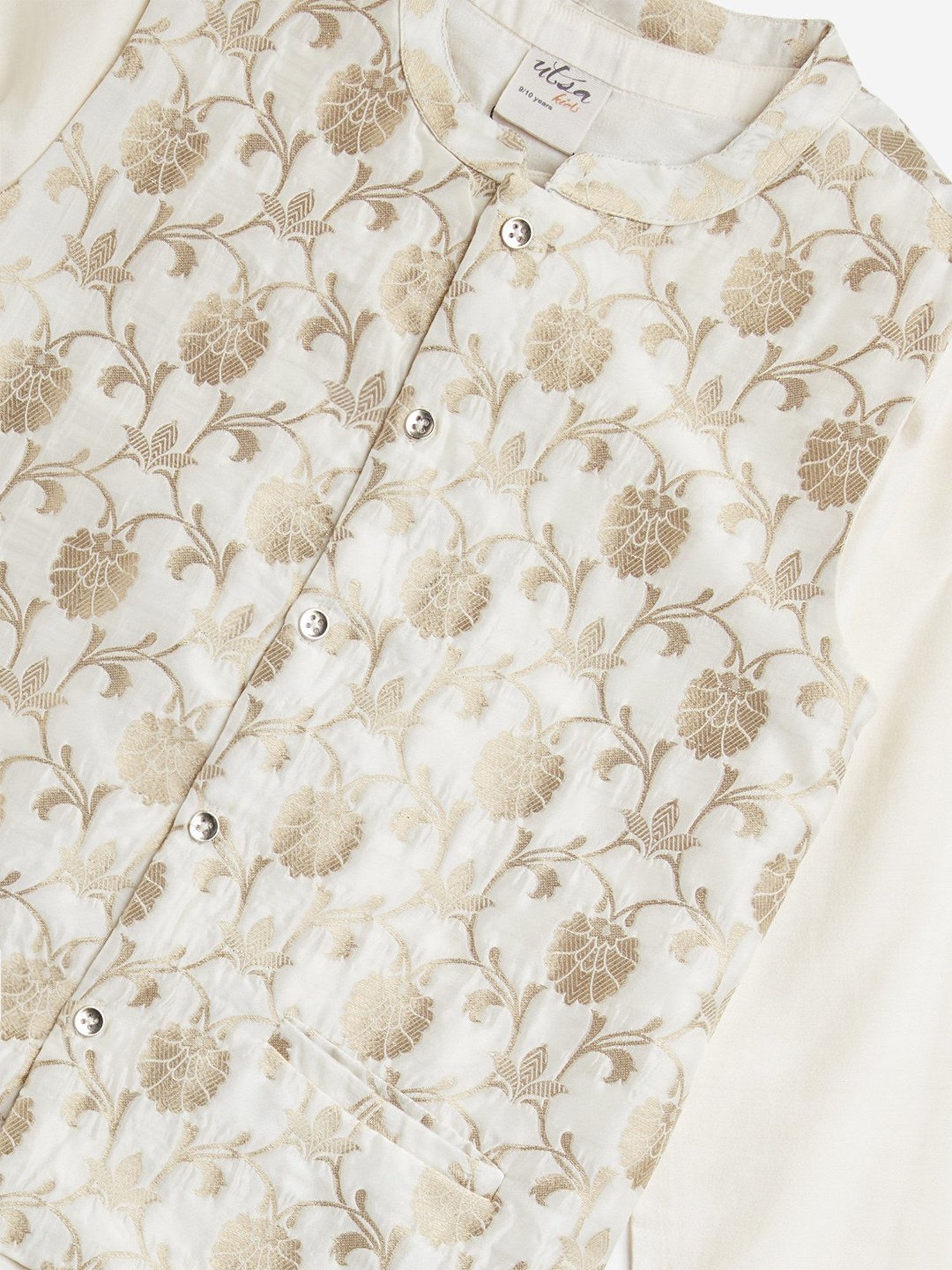 Utsa Kids by Westside Ivory Floral Design Jacket, Kurta and Pants Set