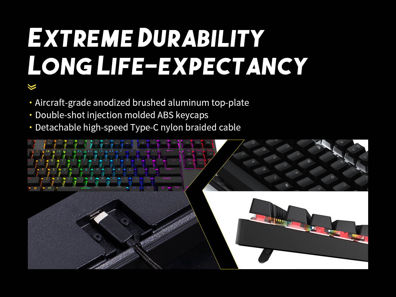 TKL RGB Mechanical Gaming Keyboard KITCOM NK60T Linear/Quiet-Red Switch Fast Actuation Compact 87 Keys Tenkeyless Detachable USB Type-C NKRO Computer Laptop Wired Keyboard for Windows PC/MAC Gamers