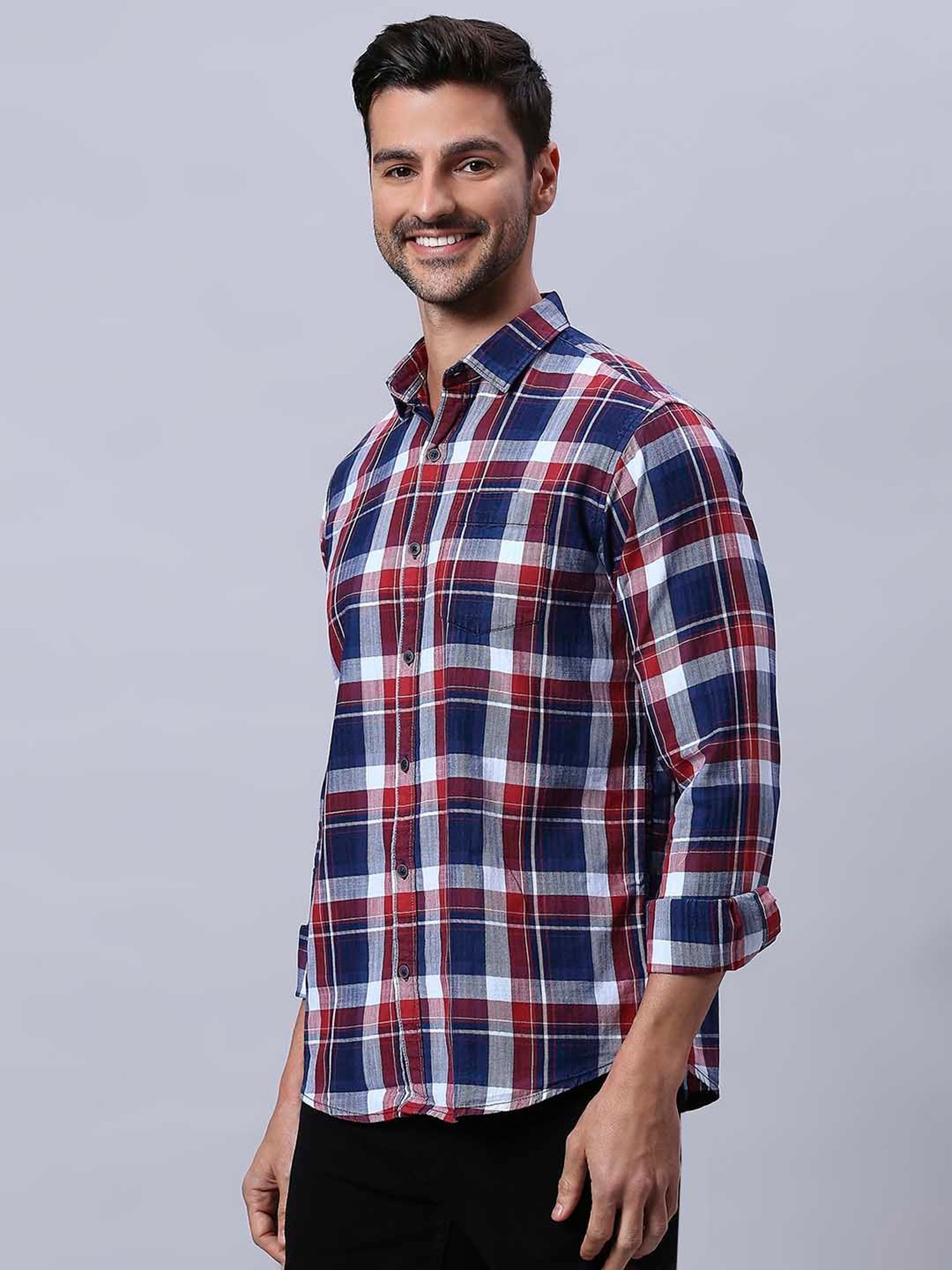 HJ HASASI Multicolor Slim Fit Check Cotton Shirt