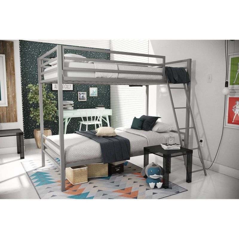 Twin over Twin Maxwell Metal Bunk Bed Gray - Novogratz