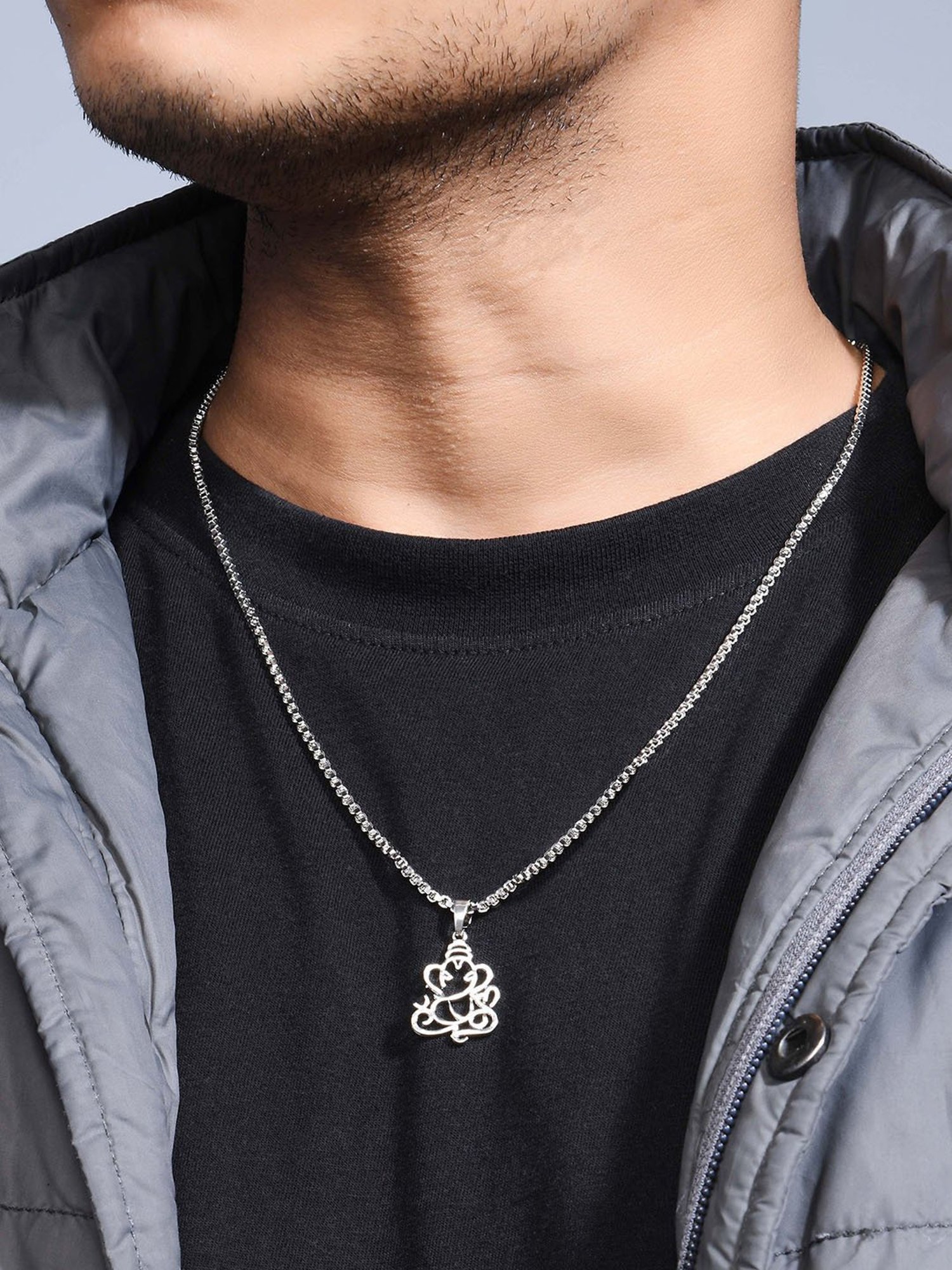 The Bro Silver Gold-Plated Ganesh Pendant Necklace for Men