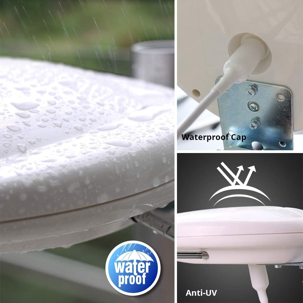 Omnidirectional Amplified Outdoor TV Antenna Exclusive Powerful Amplifier Booster, Support 4K 1080P UHF VHF Freeview HDTV Channels Enhance VHF Reception for Outdoor/RV/Marine-20ft Coax Cable