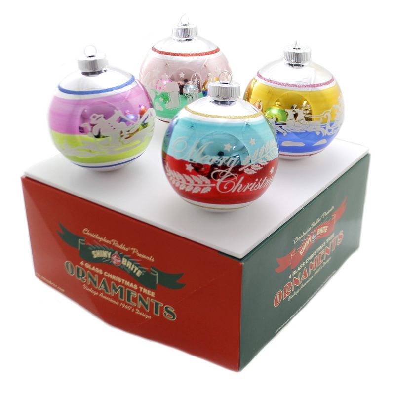 Shiny Brite 4.0" Cc 4 Count Signature Flocked Christmas Confetti  -  Ornament Sets