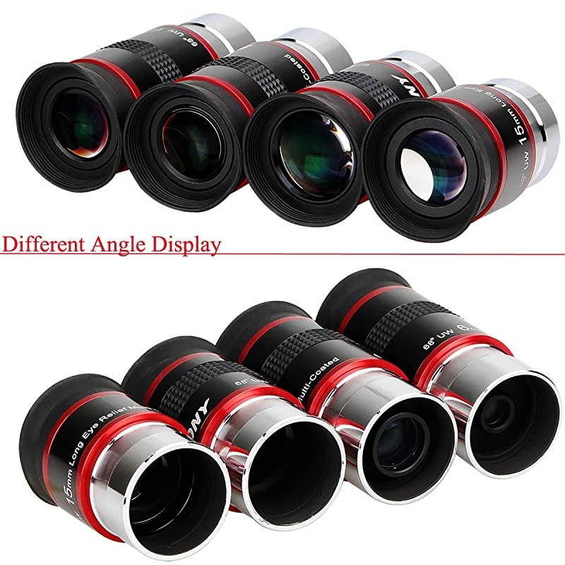 Telescope Eyepiece FMC Broadband Green Film Eyepiece 1.25 68 Degree Ultra Wide Angle Eyepiece Set for Astronomical Telescope(6mm 9mm 15mm 20mm)