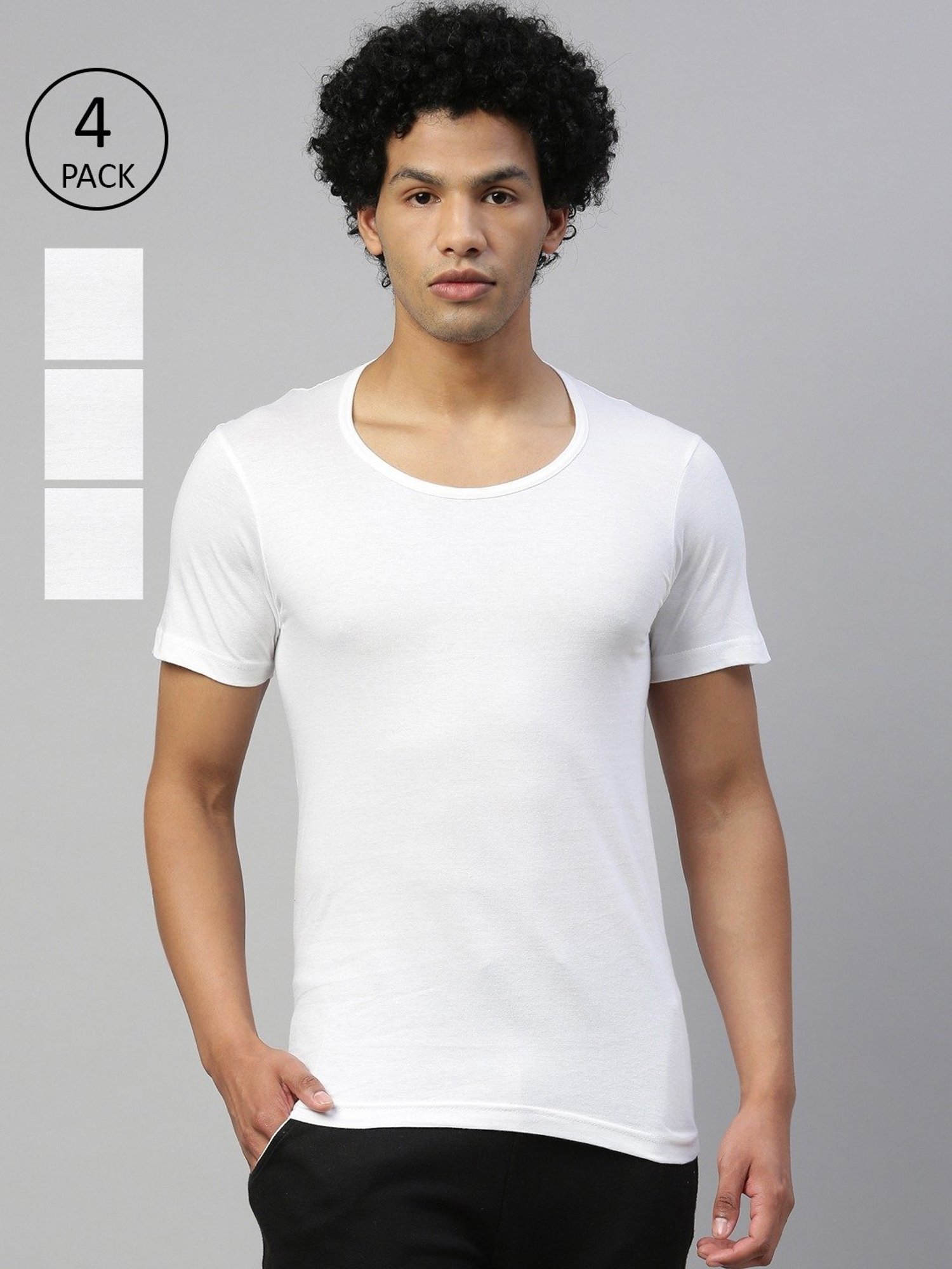 Dixcy Scott Maximus White Cotton Regular Fit Vest - Pack Of 4