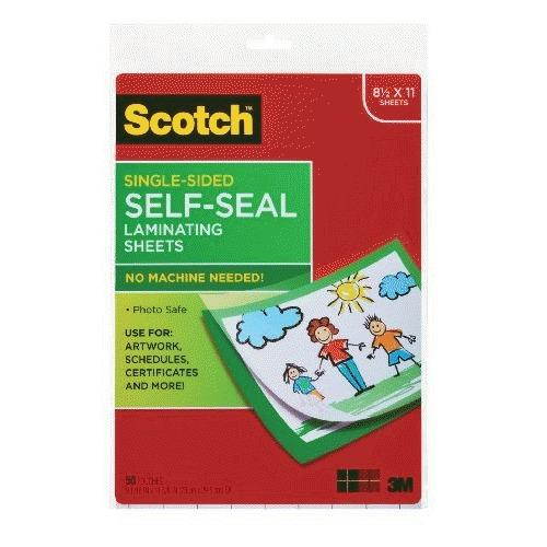 Scotch 9 x 12 Inches Laminating Sheets Letter Size Single Sided, 50 Pouches (SF854-1B)