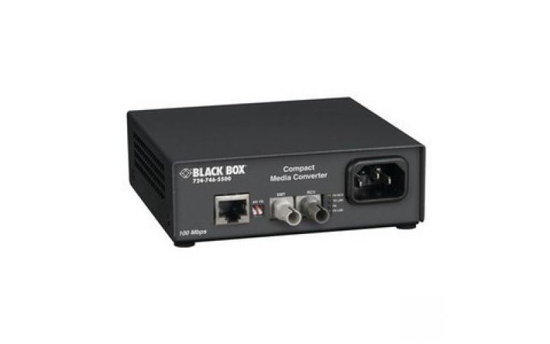 Black Box Fast Ethernet Compact Media Converter - 1 x RJ-45 , ST Duplex - 100Base-TX, 100Base-SX - External
