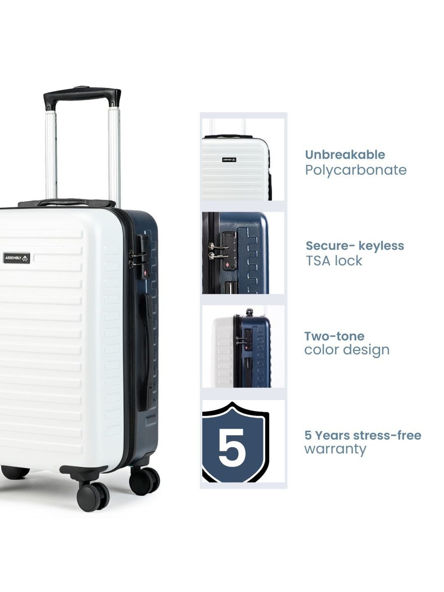 Assembly Blue & White Two Tone Small Cabin Trolley - 20 inch