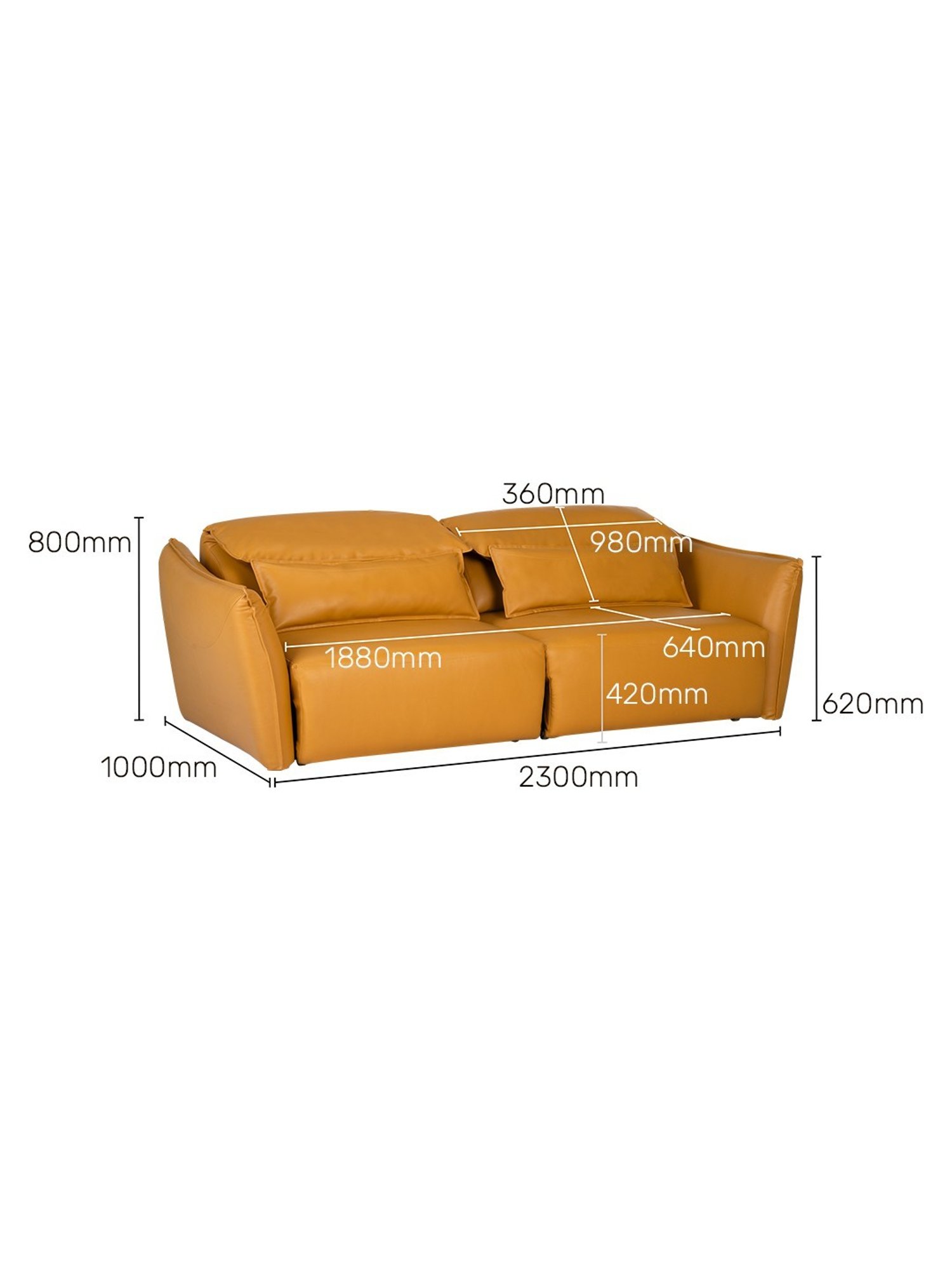 Durian Serena Amber Yellow Premium Leatherette 2 Seater Sofa