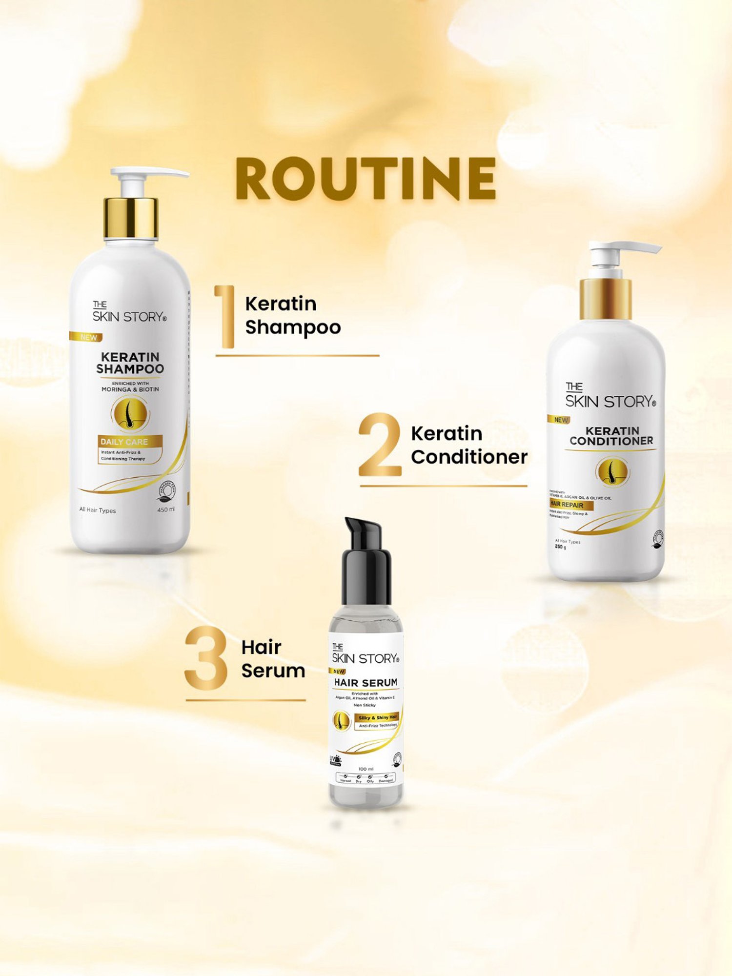 The Skin Story Argan Oil, Almond Oil & Vitamin E Silky & Shiny Hair Serum - 100 ml