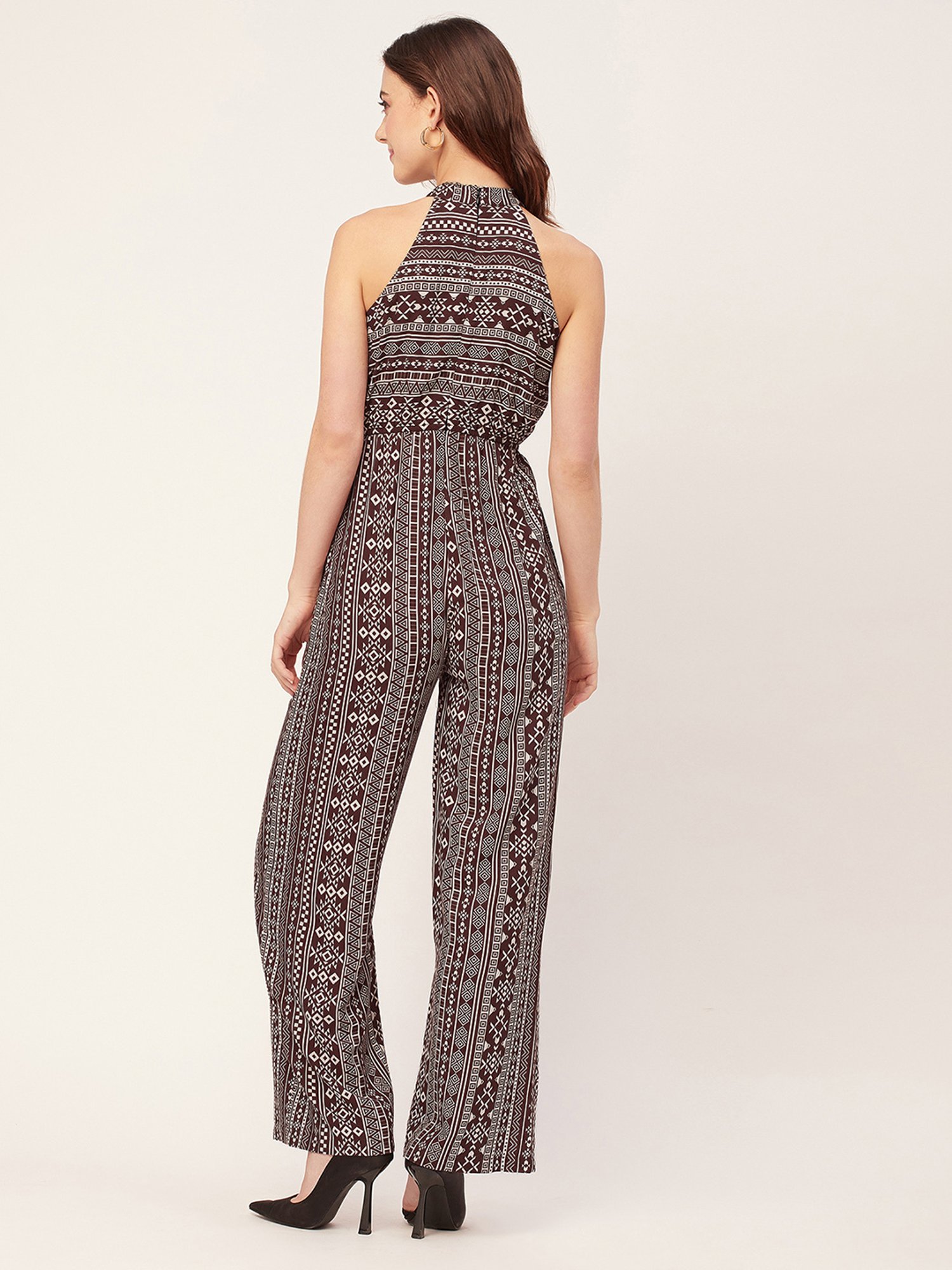 Moomaya Brown Printed Jumpsuit