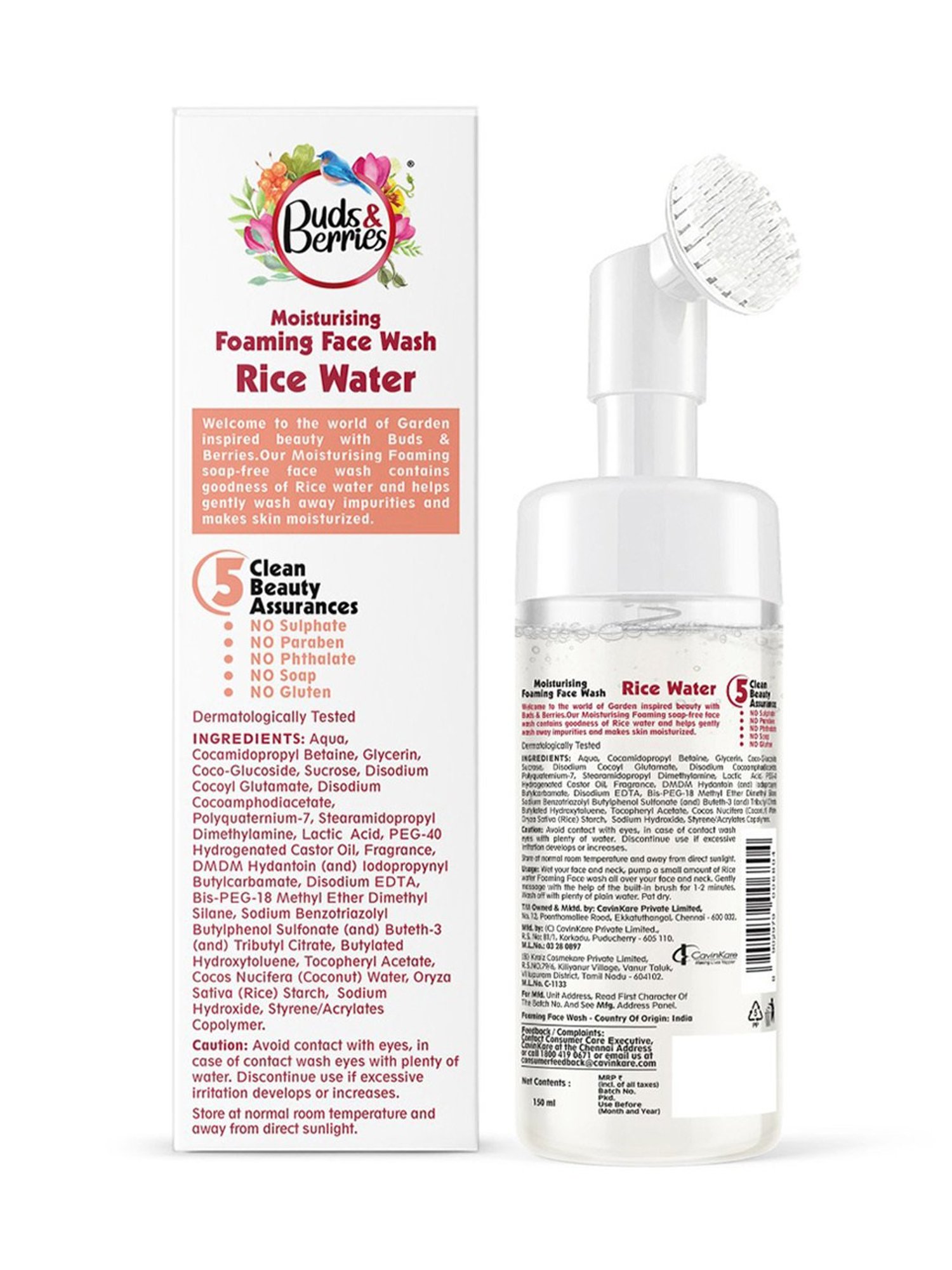 Buds & Berries Rice Water Moisturising Foaming Face Wash - 150 ml