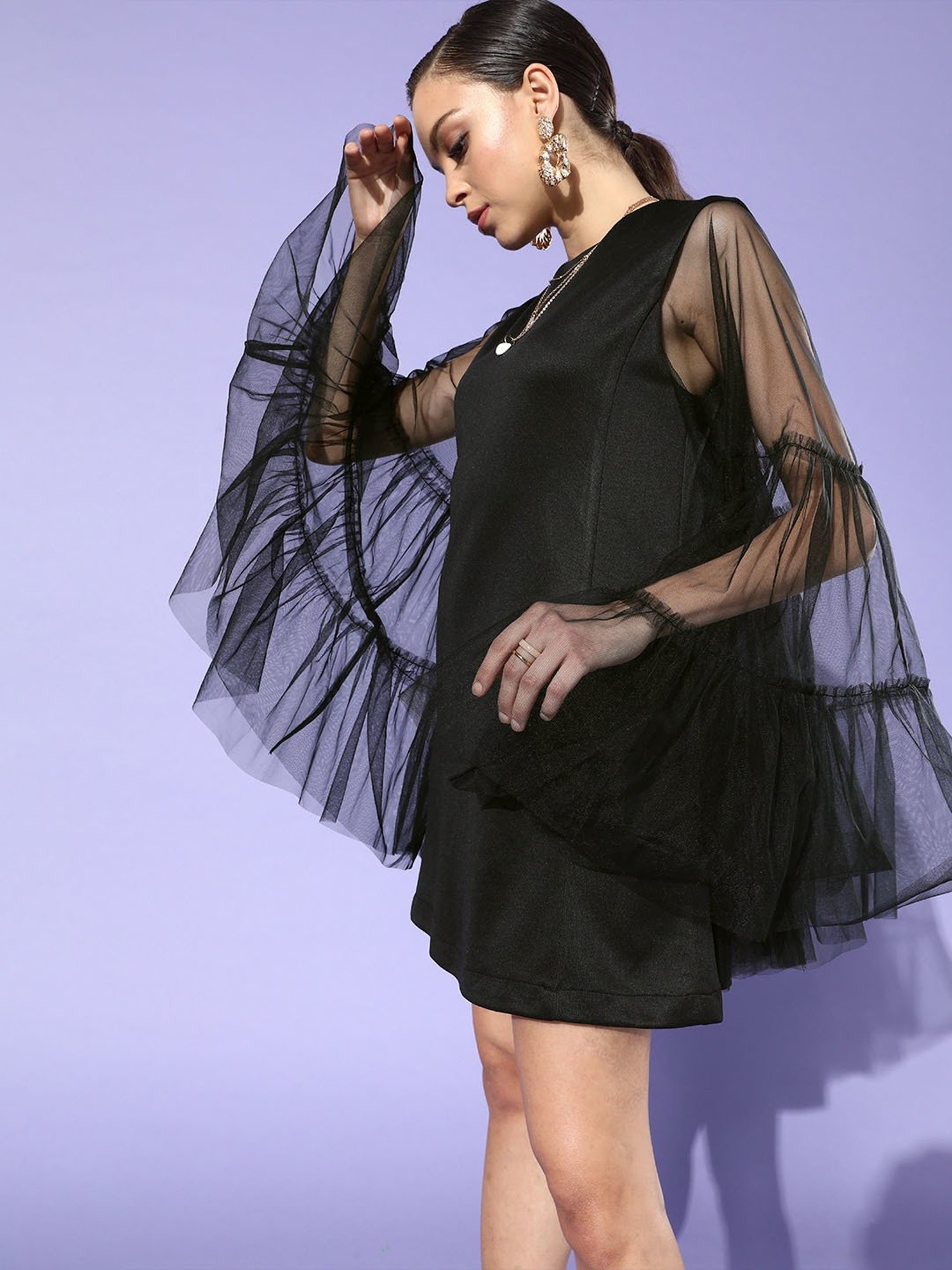 QUIERO Black Regular Fit A Line Dress