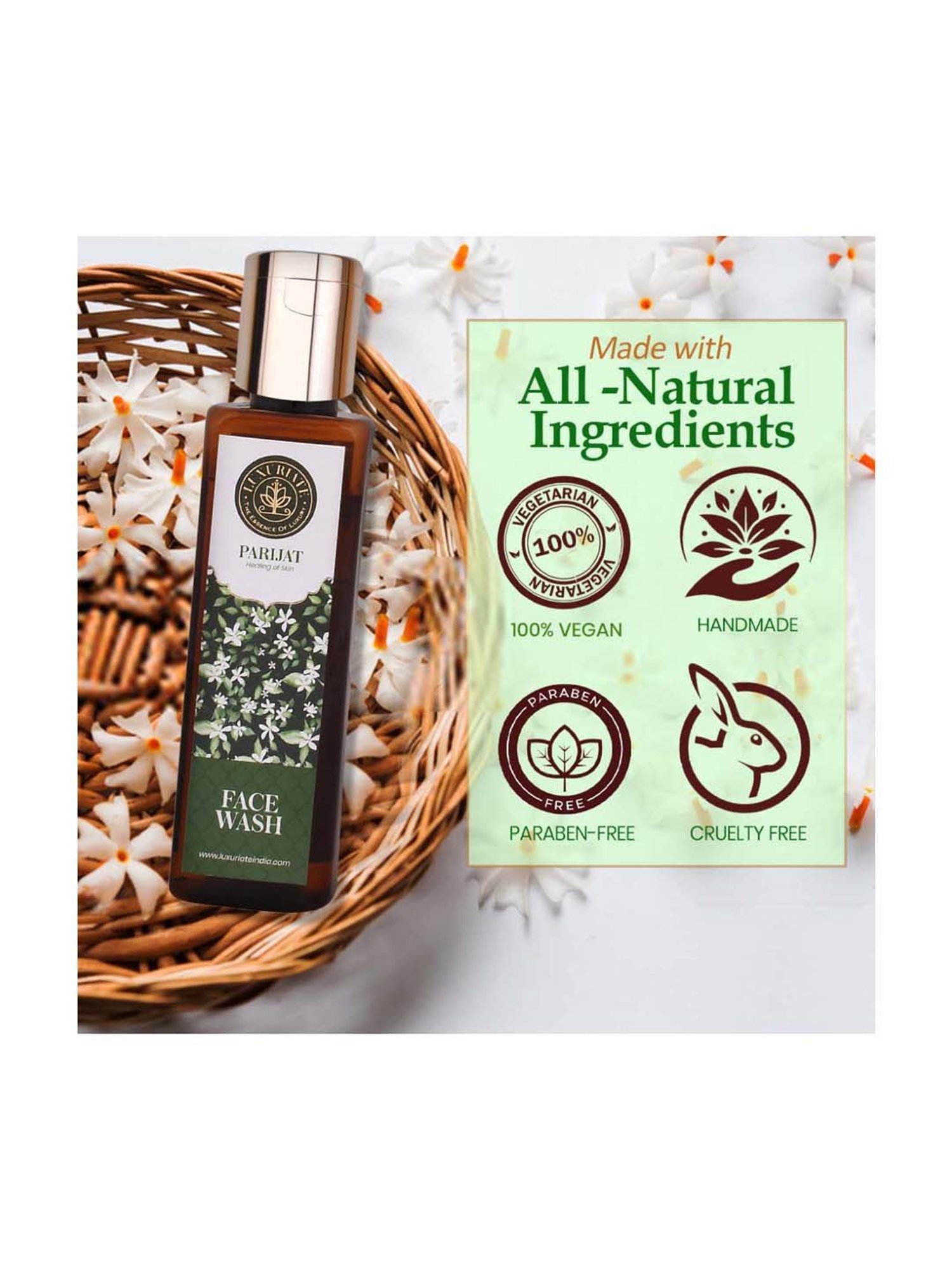Luxuriate Parijat Face Wash for Healing of Skin & Cleanser - 100 ml
