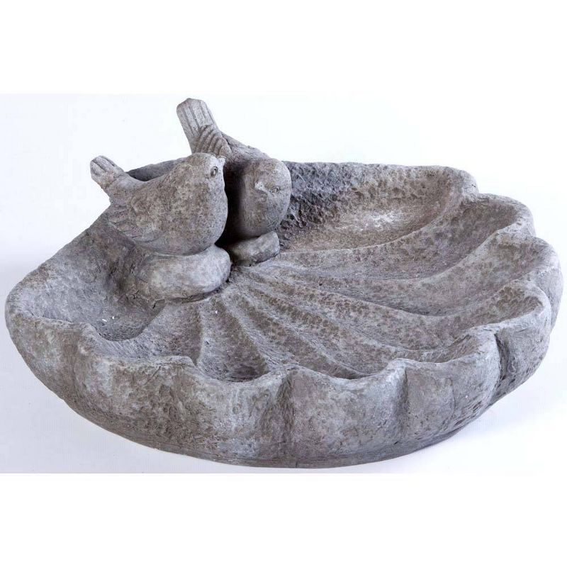 4.75" Resin Outdoor Sparrows on Shell Birdbath Gray - Alfresco Home LLC