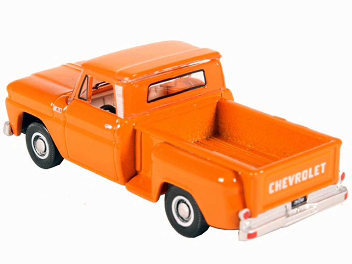 1976 Chevrolet Stepside Pickup Truck Tangier Orange with White Stripes 1/87 (HO) Scale Model Car by Classic Metal Works