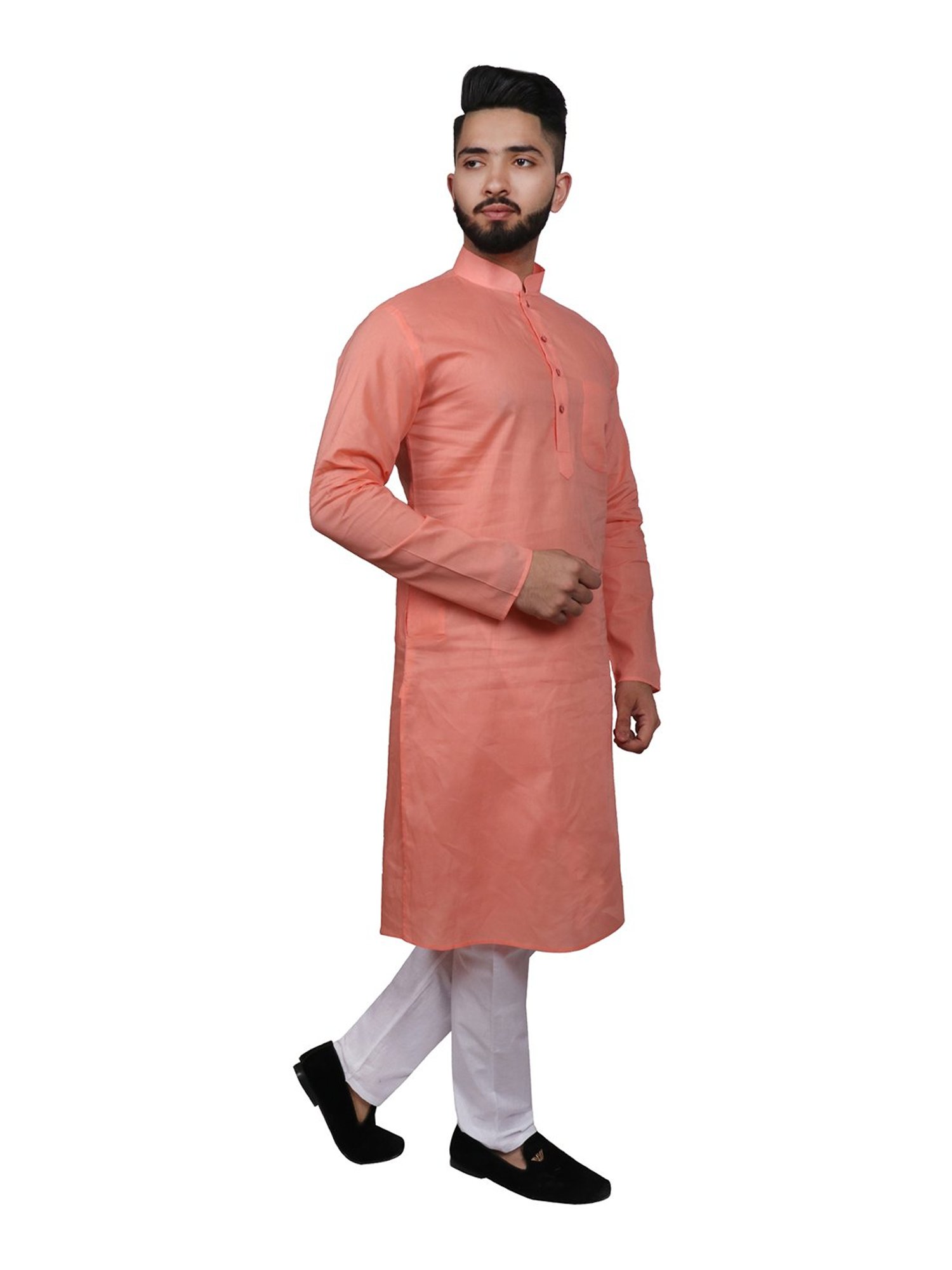 SG LEMAN Peach Kurta Bottom Set