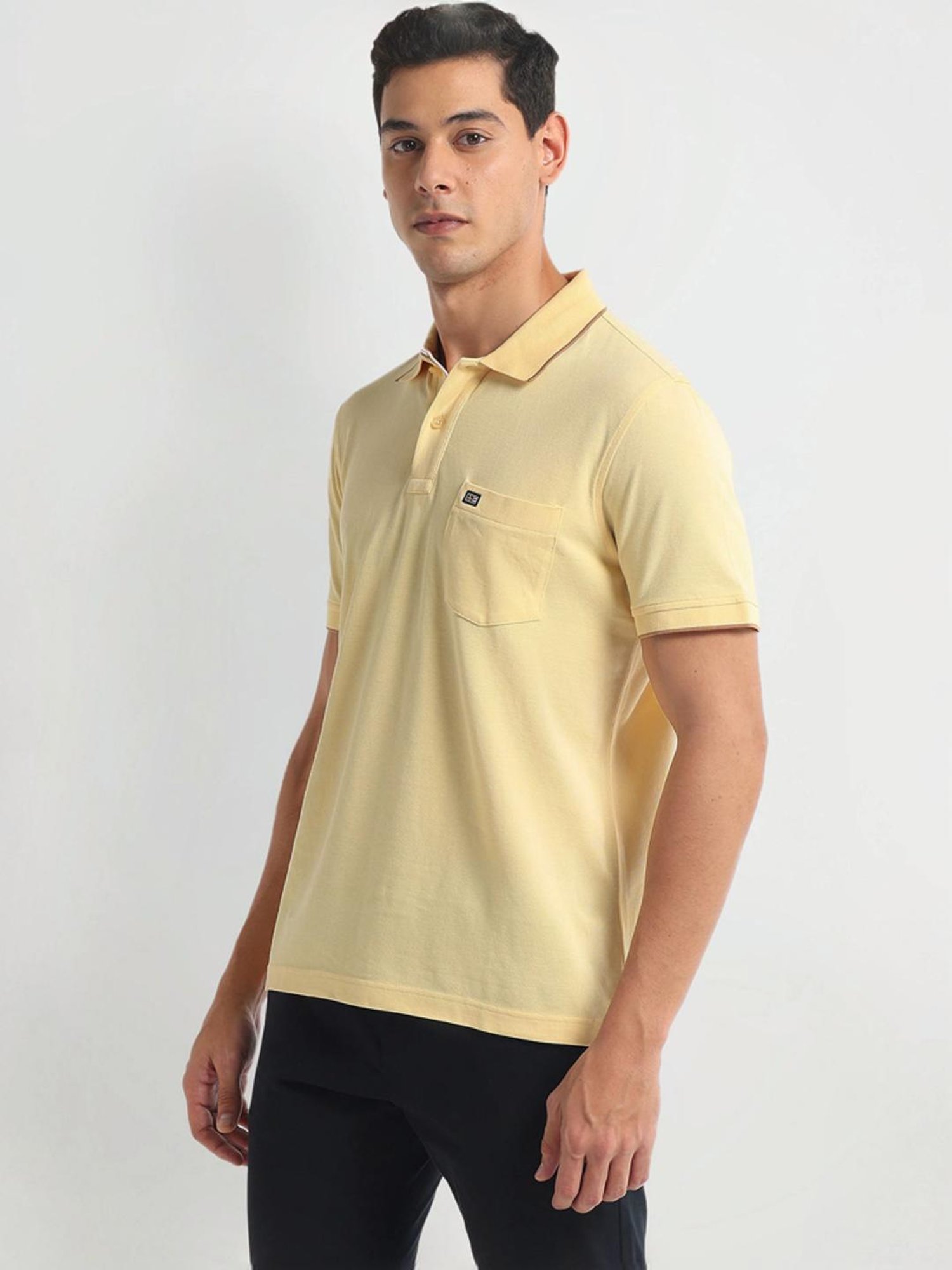 Arrow Sports Yellow Regular Fit Polo T-Shirt