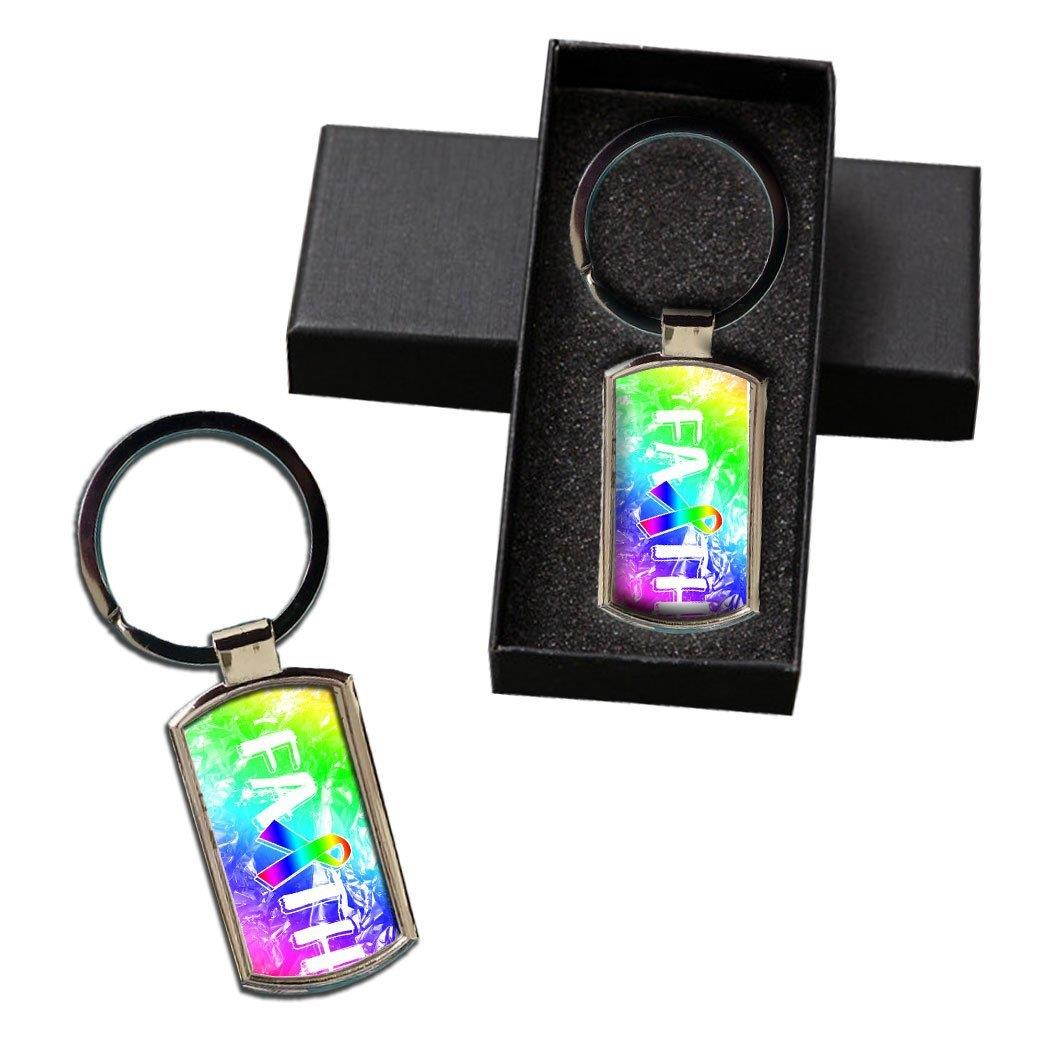 BleuReign(TM) Cancer Awareness Faith Ribbon Metal Keychain