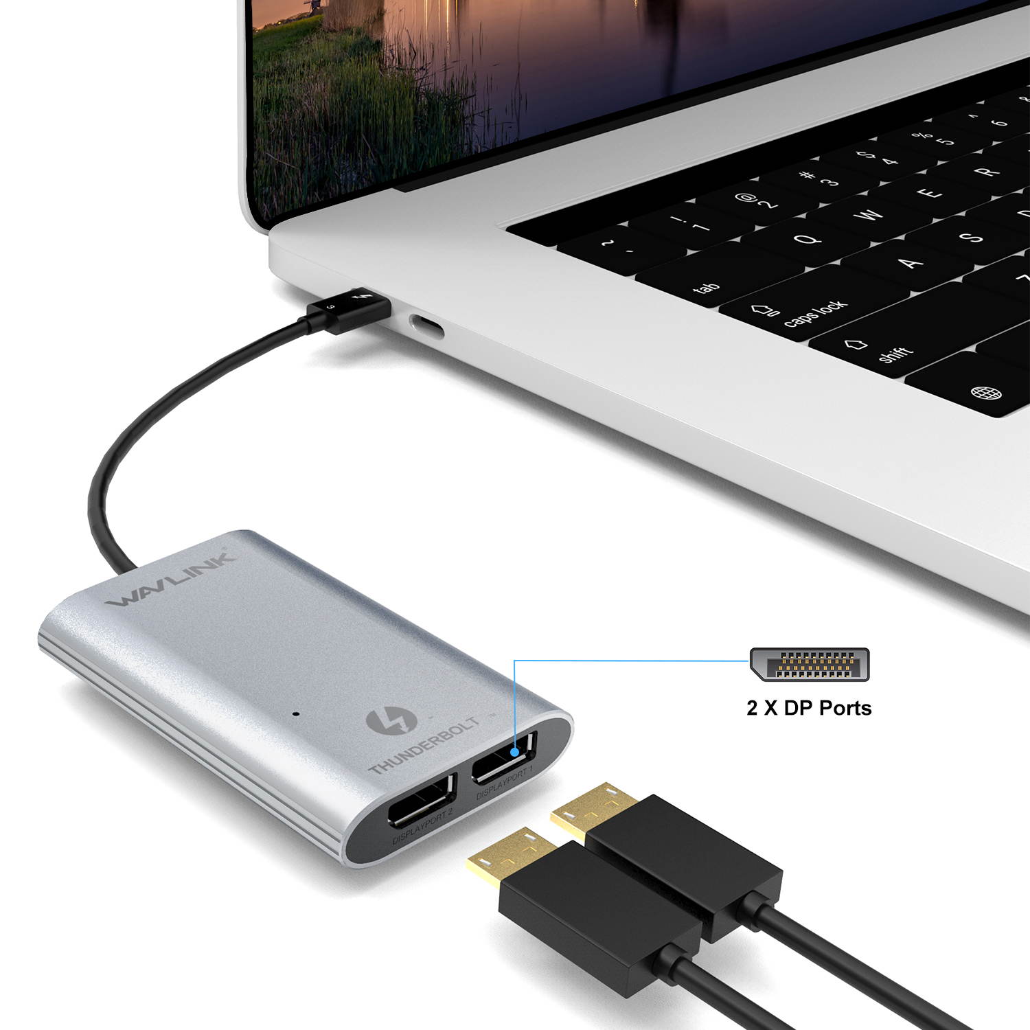 WAVLINK Thunderbolt 3 to Dual Displayport 1.4 Adapter,Single 8K@30Hz & Dual 4K@60Hz or FHD@144KHz Display for Mac & Windows More Efficient Home Office and Gaming, Plug and Play