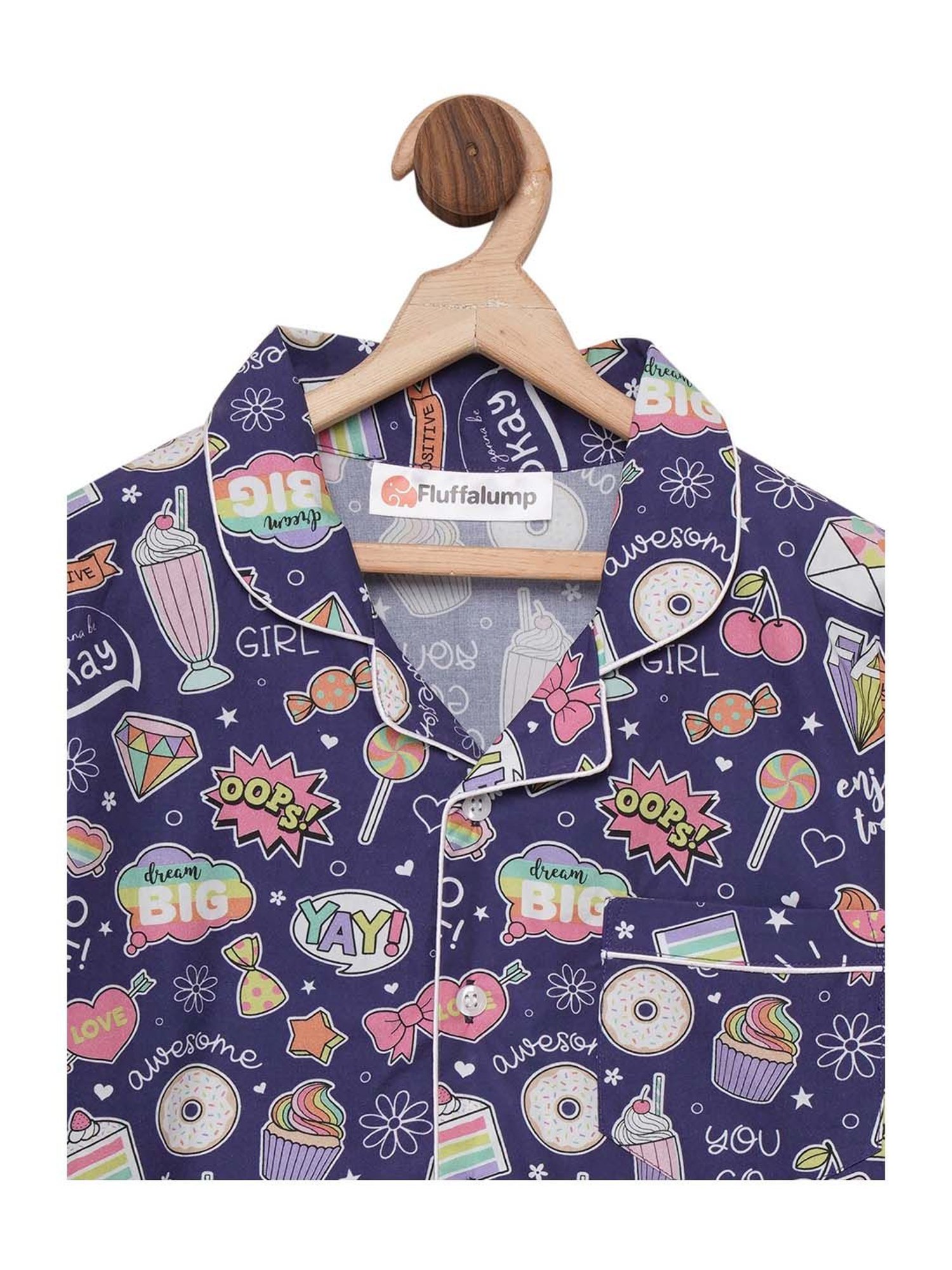 Fluffalump Boys Multicolor Cotton Printed Nightwear Top & Pants Set