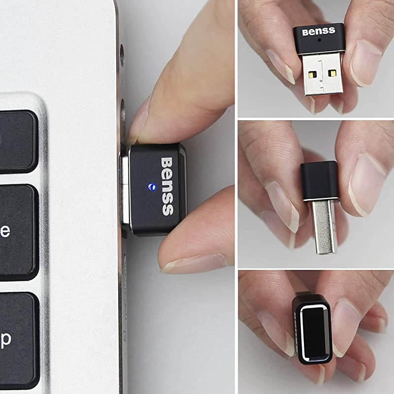 USB Fingerprint Reader Analyzer for Windows 7 8 10 Hello  Wireless Fingerprint Scanner Security Login Lock with WQHL Fido Certification for PC Laptop 2 Years Warranty Black