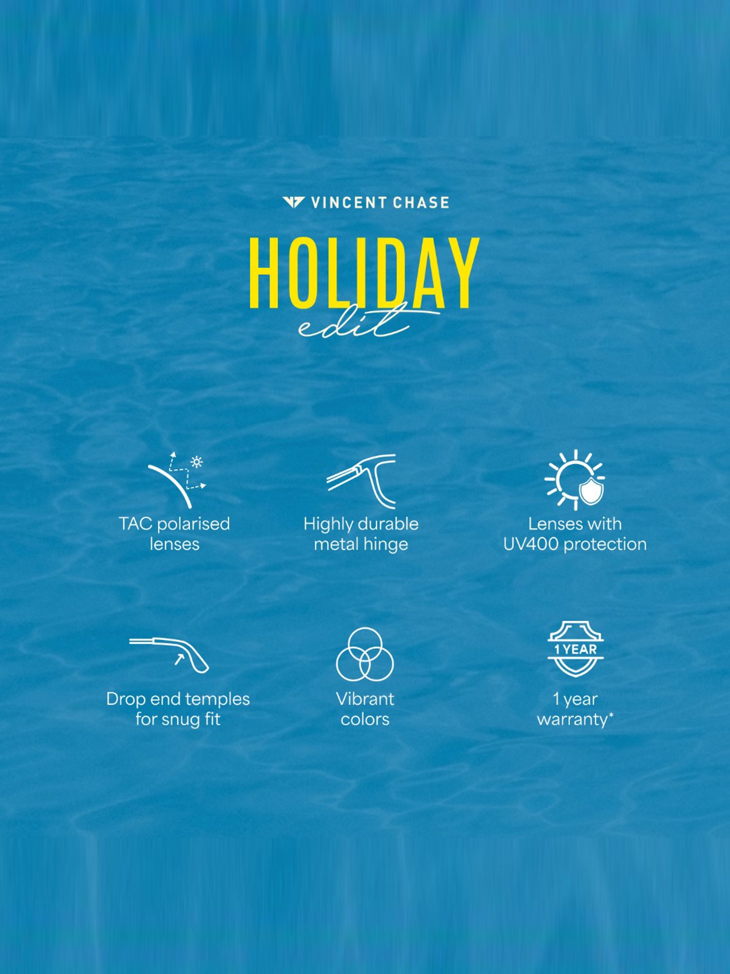 Vincent Chase HOLIDAY EDIT 2.0 Grey Round Polarised and UV Protected Lens Unisex Sunglasses