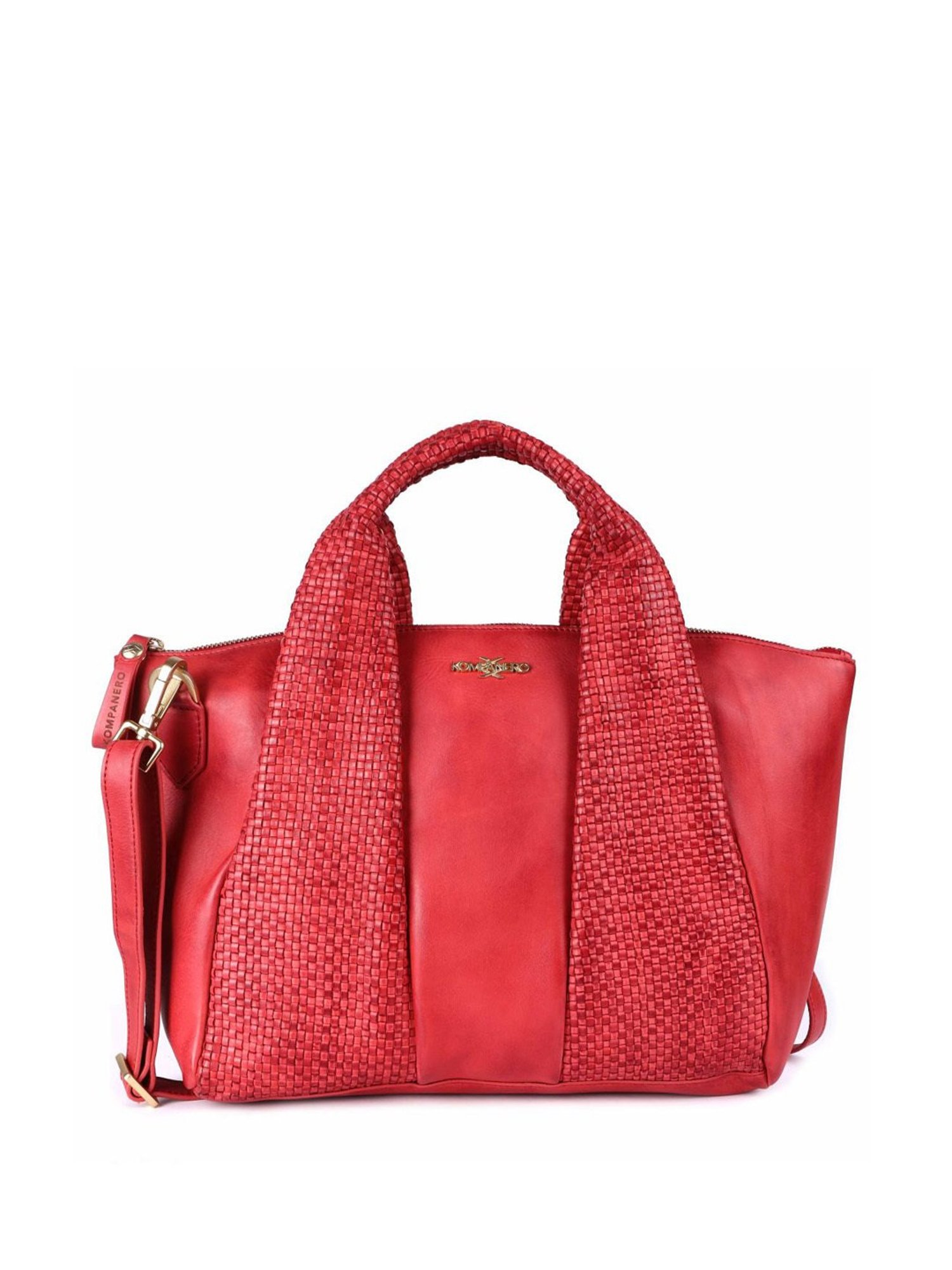 KOMPANERO Amber Red Leather Textured Handbag
