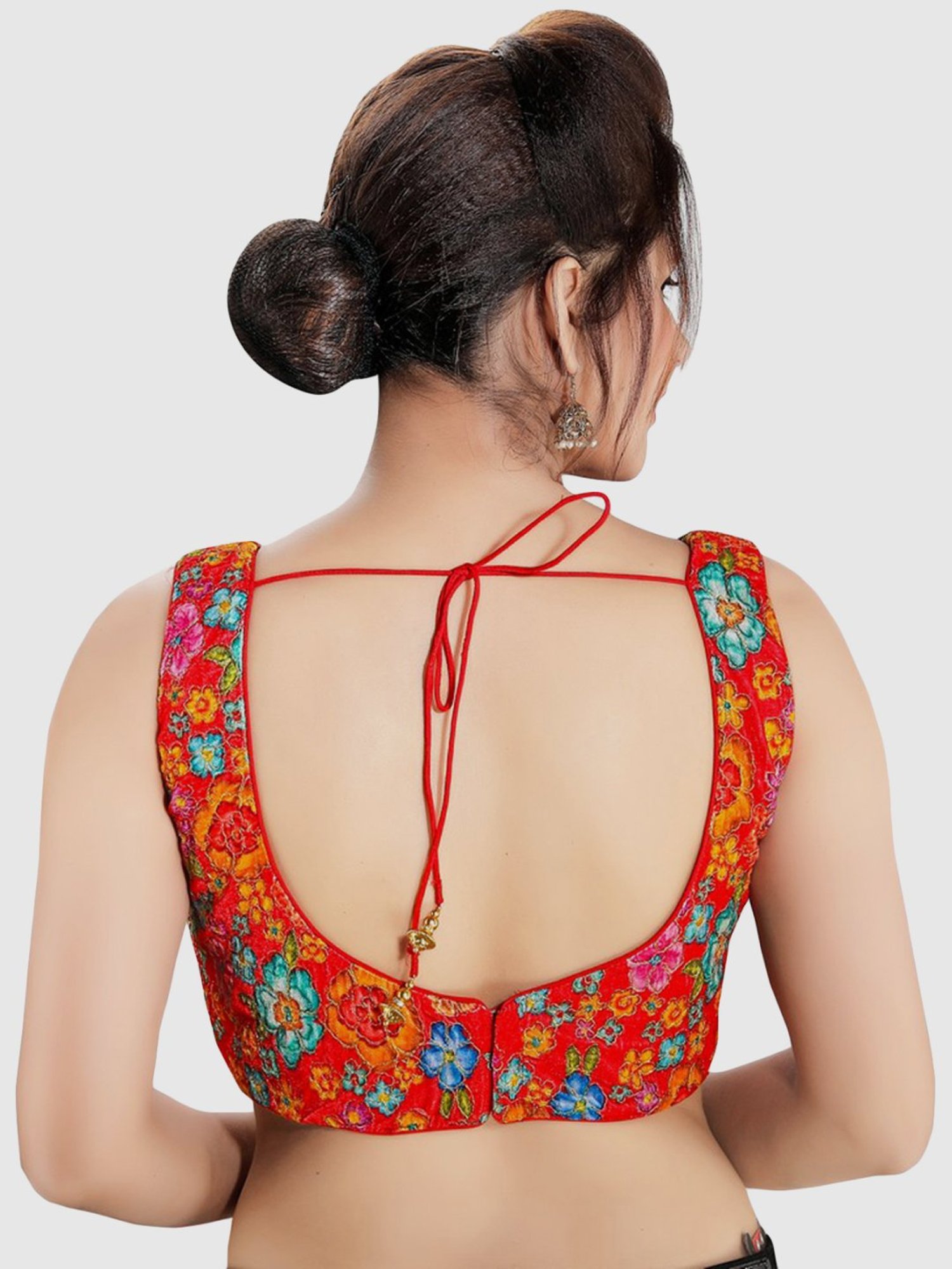 Salwar Studio Red Embroidered Readymade Blouse