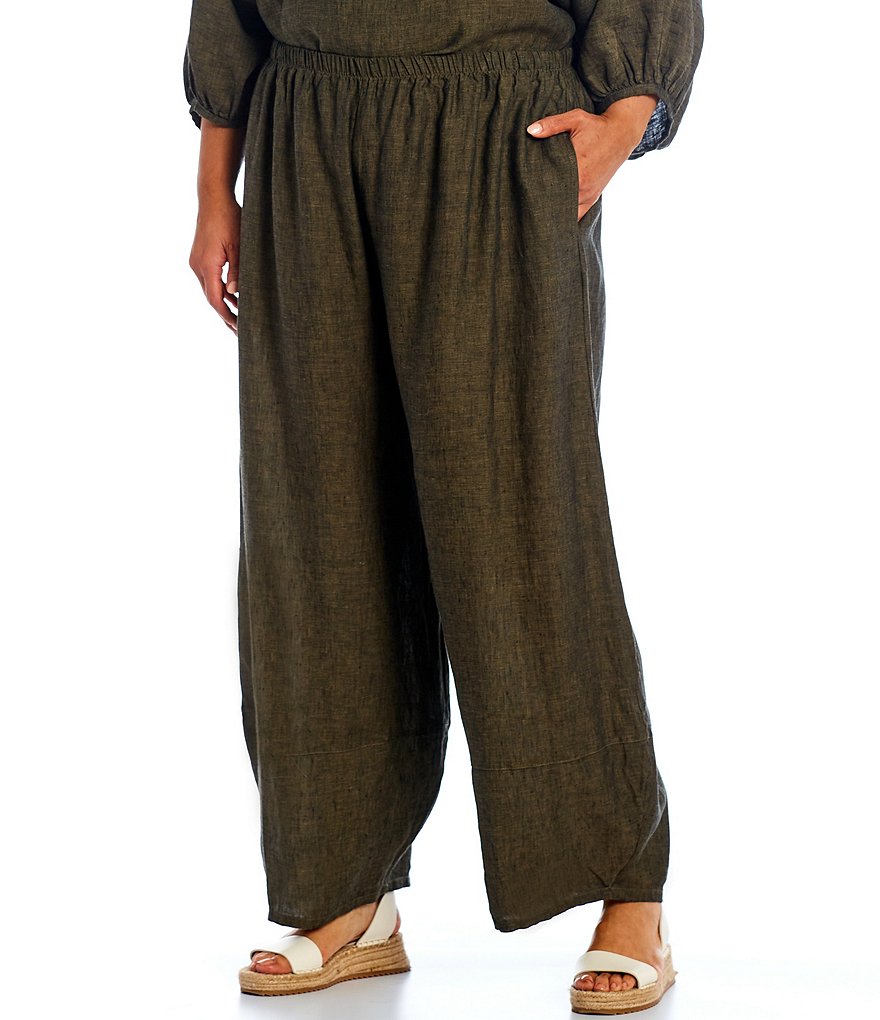Bryn Walker Plus Size Oliver Cross-Dyed Linen Ankle Lantern Pants