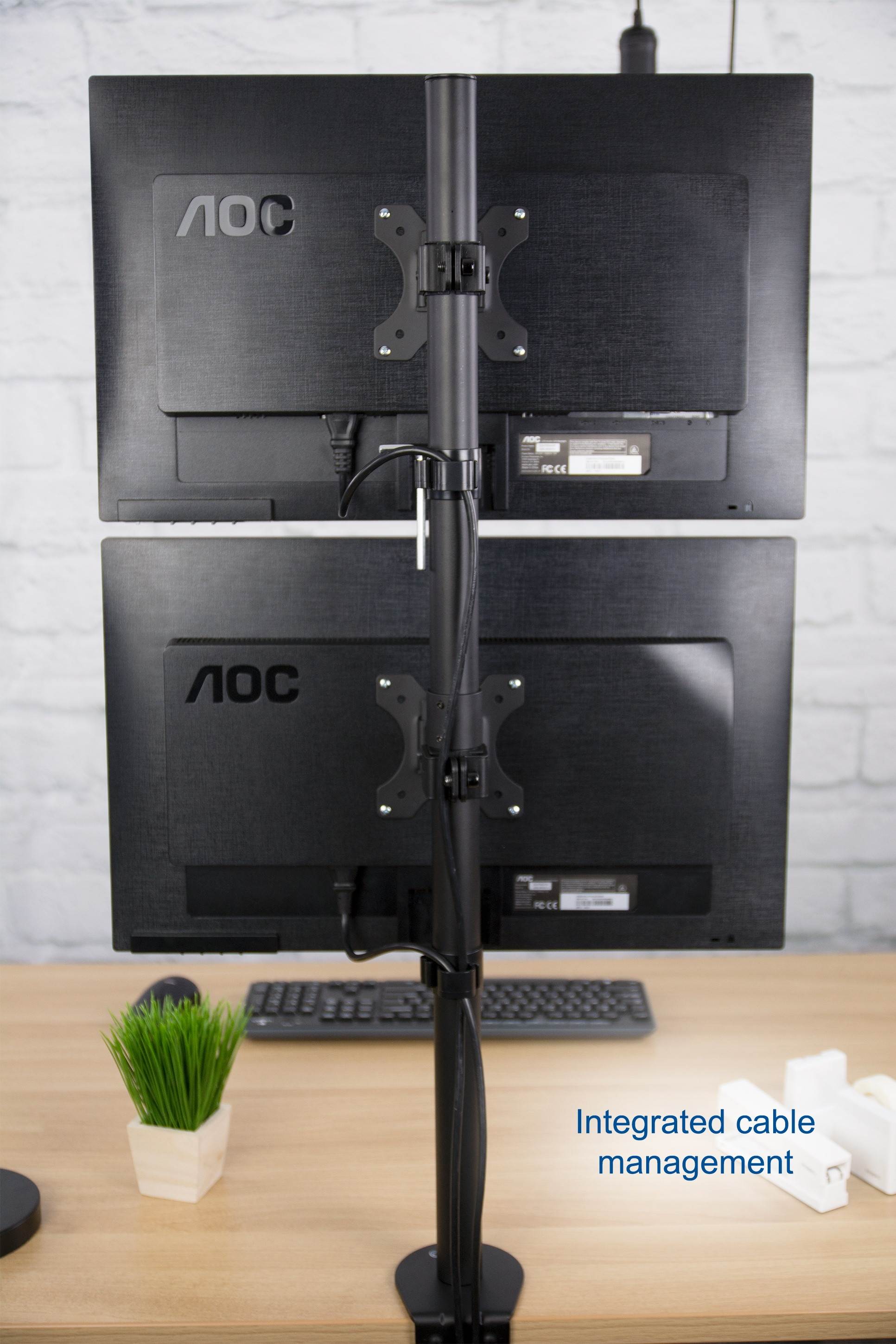 VIVO Dual LCD Monitor Desk Mount Stand Heavy Duty Stacked, Holds Vertical 2 Screens up to 32" (STAND-V002T)