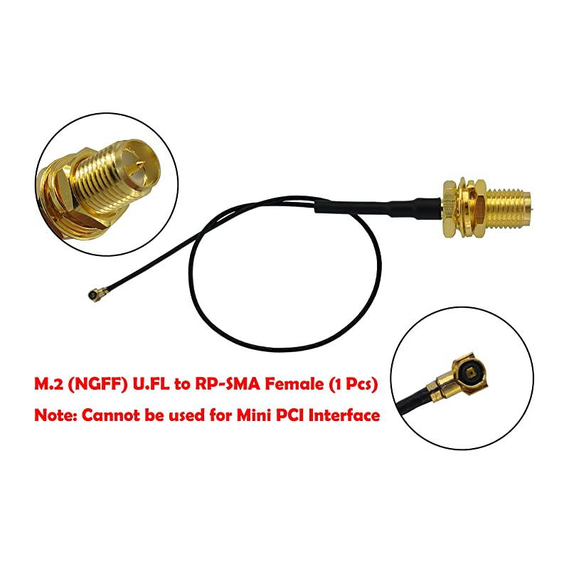 Antenna 8dBi Omni RPSMA Male 24Ghz 58Ghz Dual Band + 20cm UFL IPEX MHF4 to RP SMA Female Extension Cable for M2 NGFF Card Notebook PS4 Drone 1 Pcs