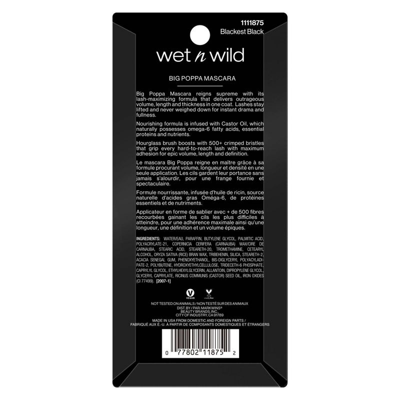 Wet n Wild Big Poppa Mascara - Blackest Black - 0.33 fl oz
