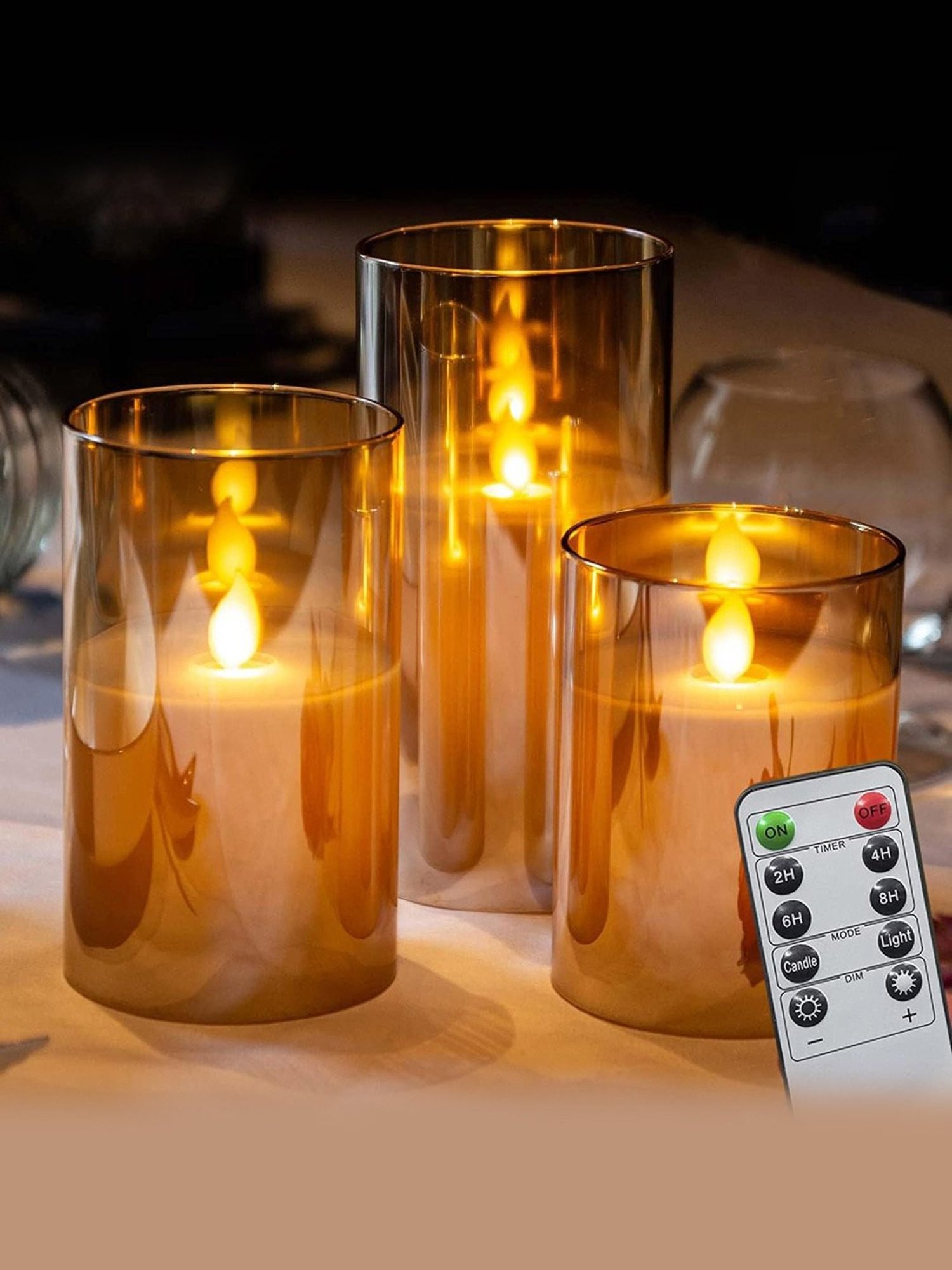 Xergy Acrylic Battery Operated Flameless LED Candles Light, Pack of 3 (Warm White)