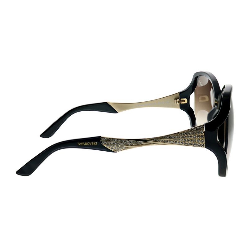 Swarovski SK0065 01F Womens Square Sunglasses Shiny Black Gold 60mm