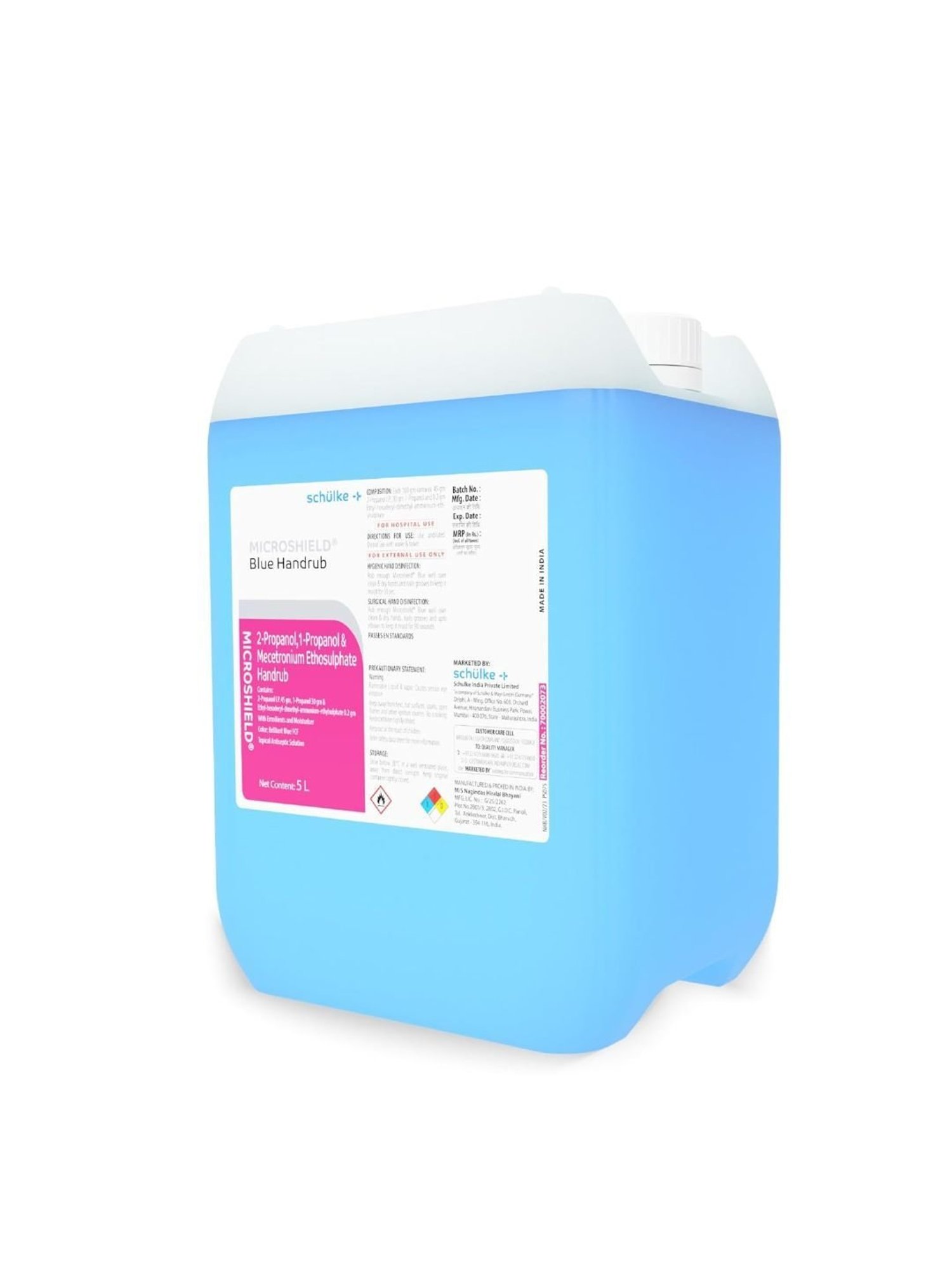 Microshield Handrub with 99.99 Percent Effective Against Germs, Skin Friendly 5 Ltr (Blue)