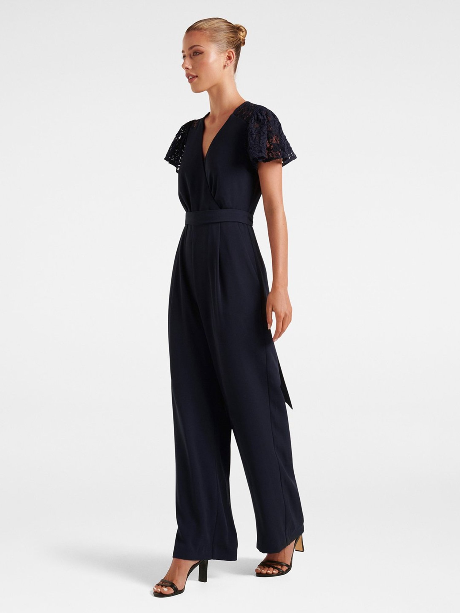 Forever New Navy Lace Jumpsuit