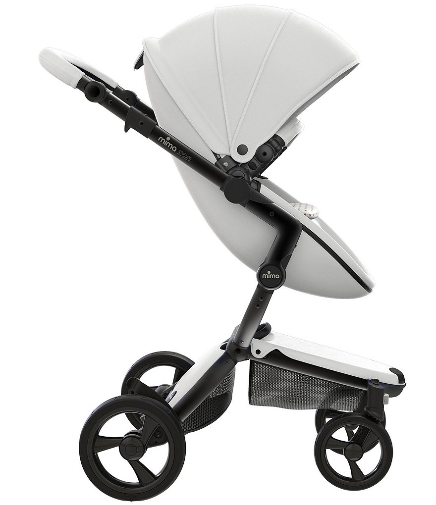 Mima Xari Stroller - Black Chassis with Snow White Reversible Seat and Carrycot
