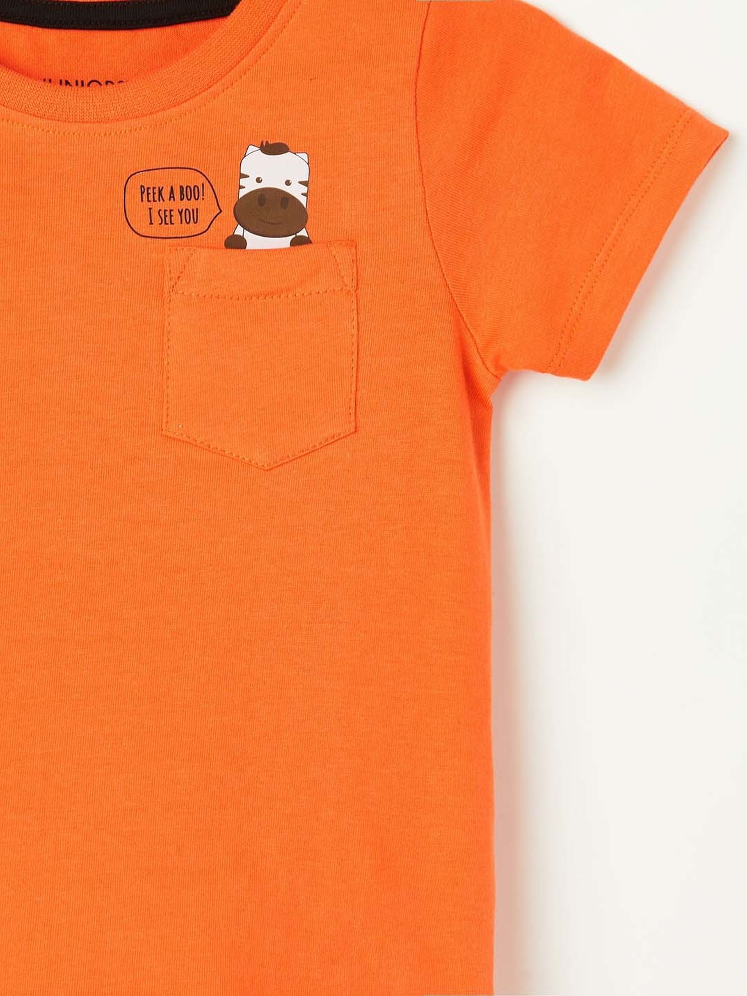Juniors by Lifestyle Orange Cotton Printed T-Shirt