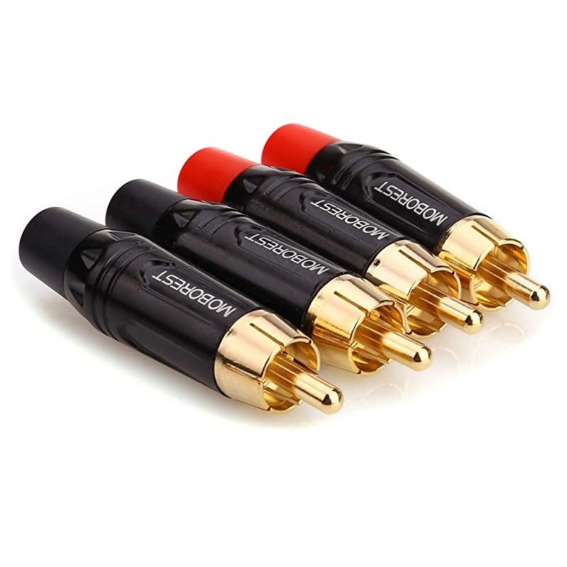 RCA Male Plug Adapter Audio Phono Gold Plated Solder 24K Gold Speaker Plugs RCA Jack Cable Connector AdapterRCA Male4pack