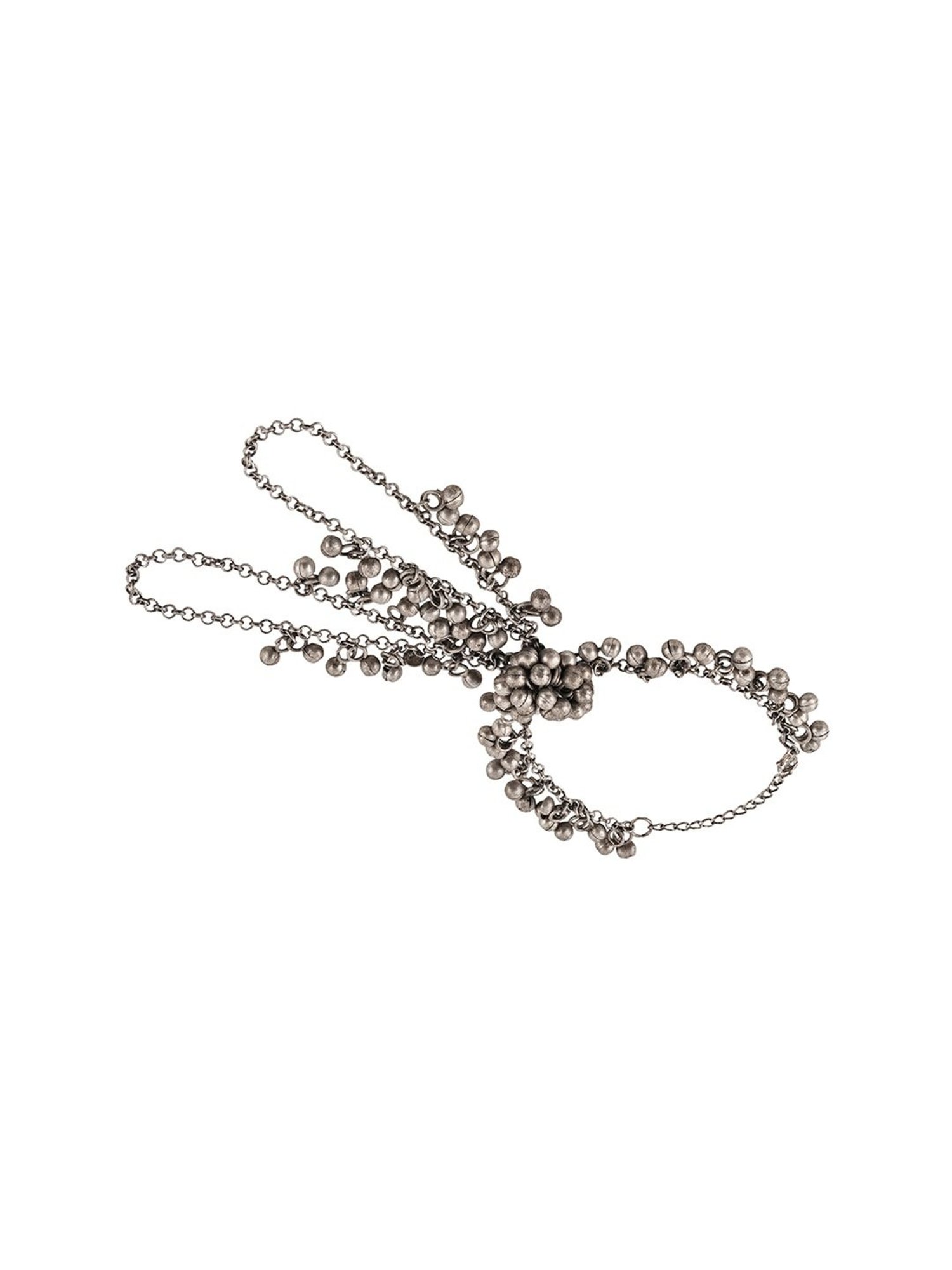 Teejh Umangan Ghungroo Silver Hand Harness Bracelet for Women